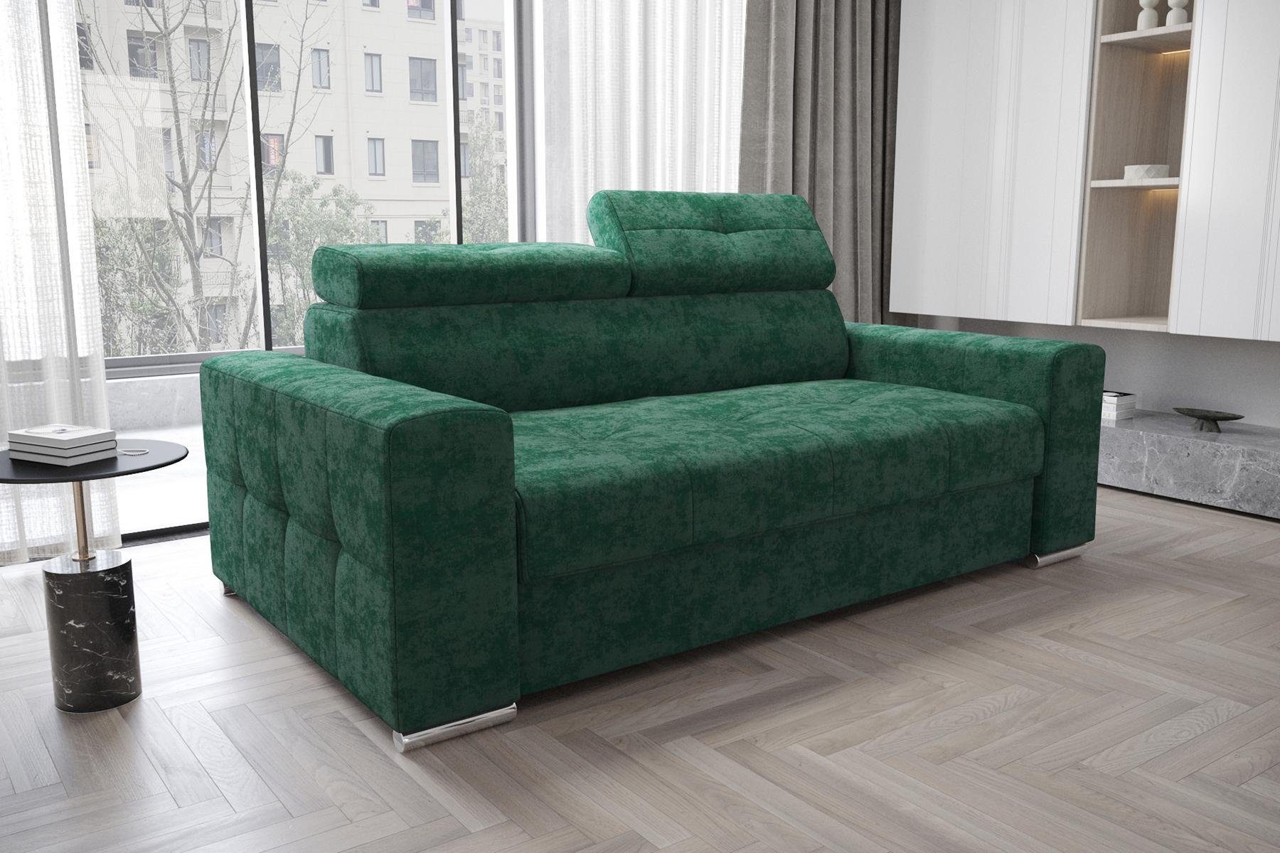 JVmoebel Sofa Designer Zweisitzer Couch Polster Textil Leder Sofa Design 2 Sitzer, Made in Europe Grün | Grün | Grün