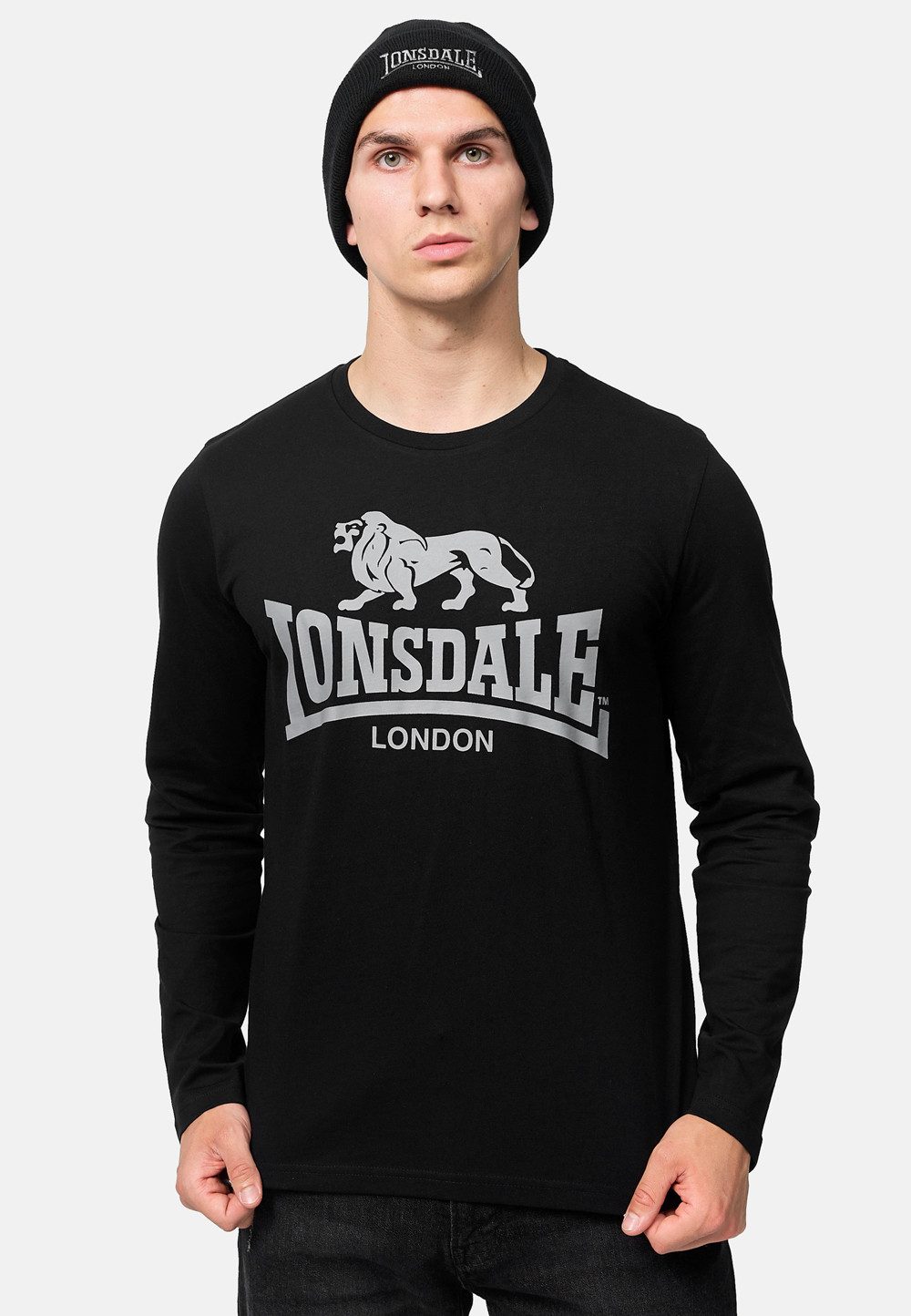 Lonsdale Rundhalsshirt Herren T-Shirt und Langarmshirt normale Passform Doppelpack Set bestehend aus T-Shirt u. einem andersfarbigen Langarmshirt