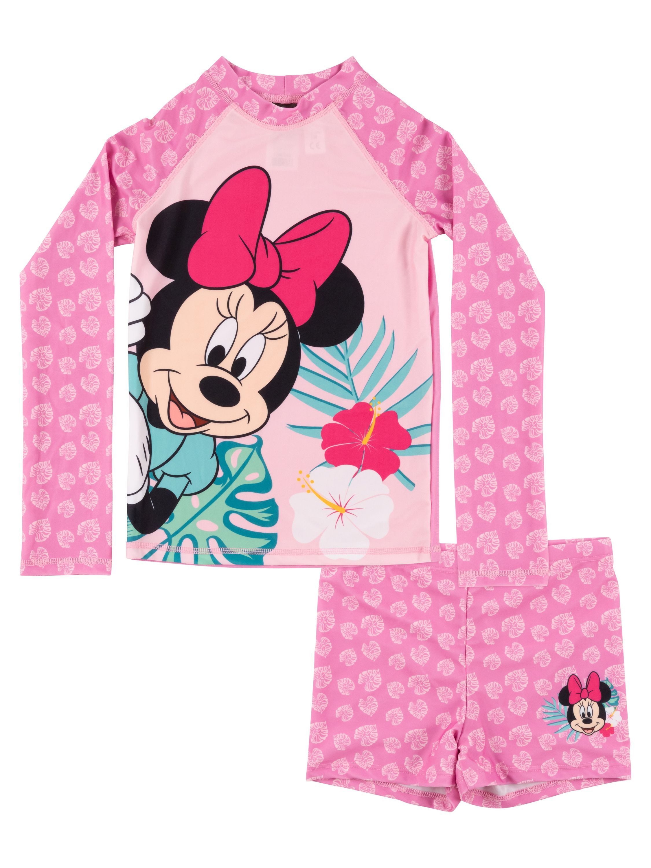 United Labels® Badeanzug Minnie Mouse Schwimmset UV-Schutz 30 Badeanzug langarm Shirt Hose