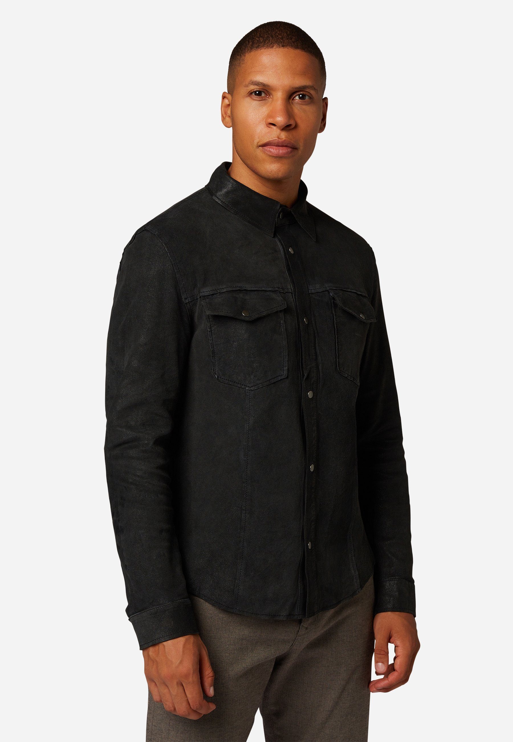 RICANO 2-in-1-Langarmshirt Reverse Shirt Wendbares Lederhemd günstig online kaufen