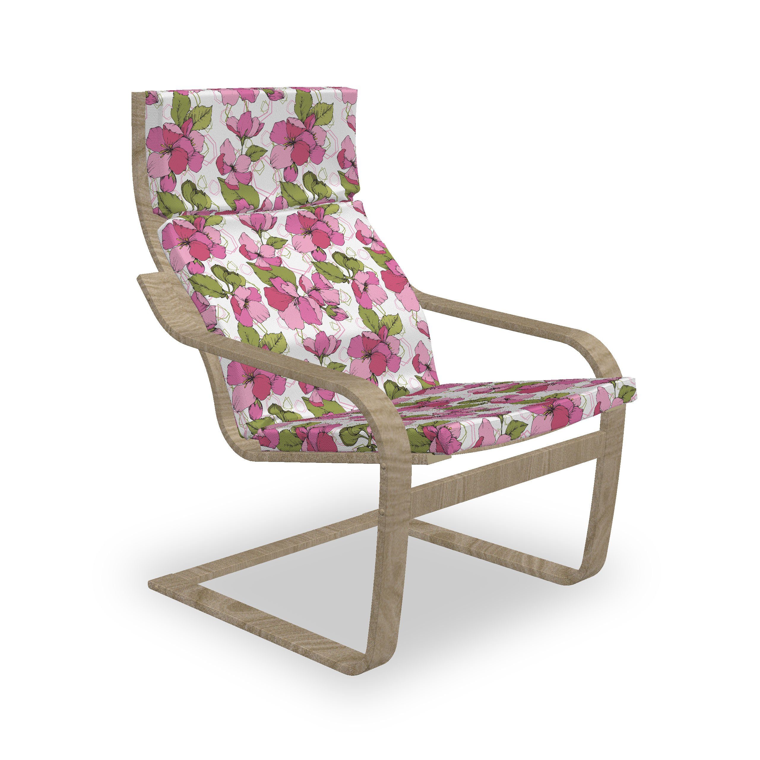 Abakuhaus Stuhlkissen Sitzkissen mit Stuhlkissen mit Hakenschlaufe und Reißverschluss, Rosa Blumen Blooming auf Geometric