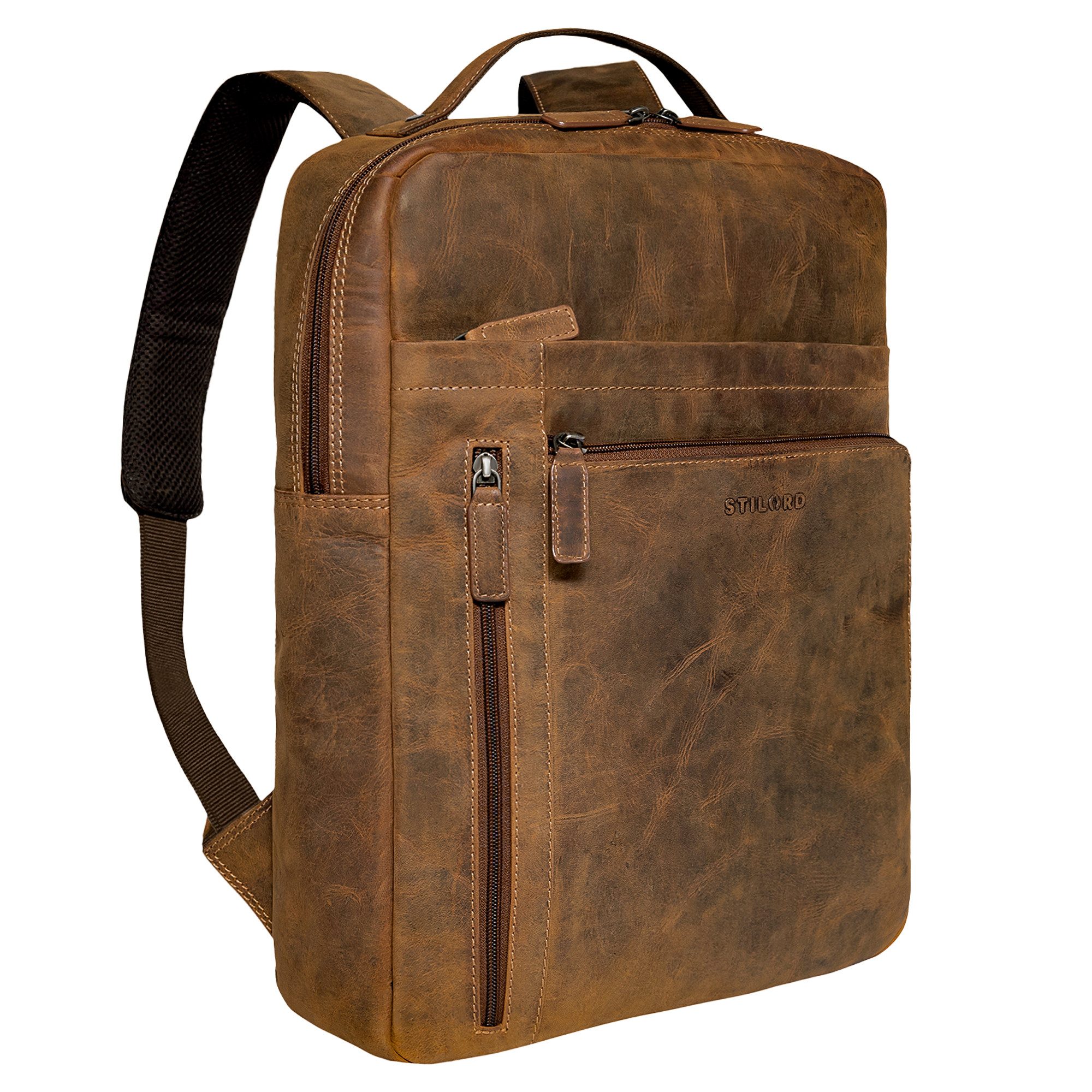STILORD Notebookrucksack "Kendall" Unisex Laptop-Rucksack Leder