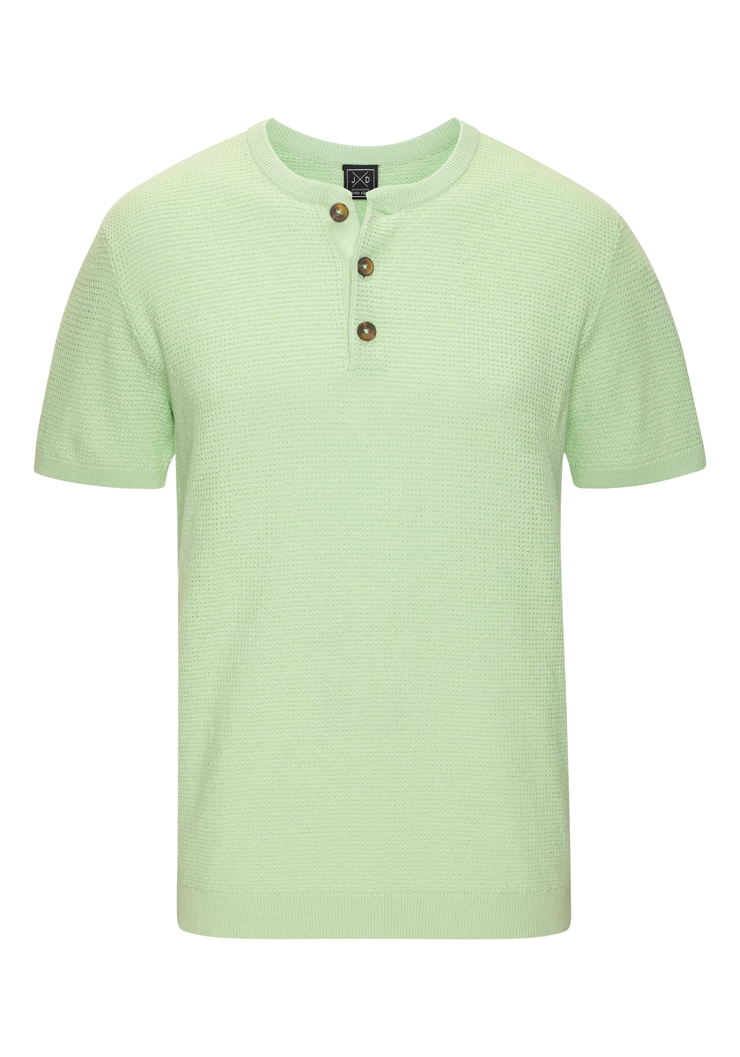 John Devin Henleyshirt - Strickshirt Rundhalsausschnitt mit kleiner Knopfleiste. € 24,99