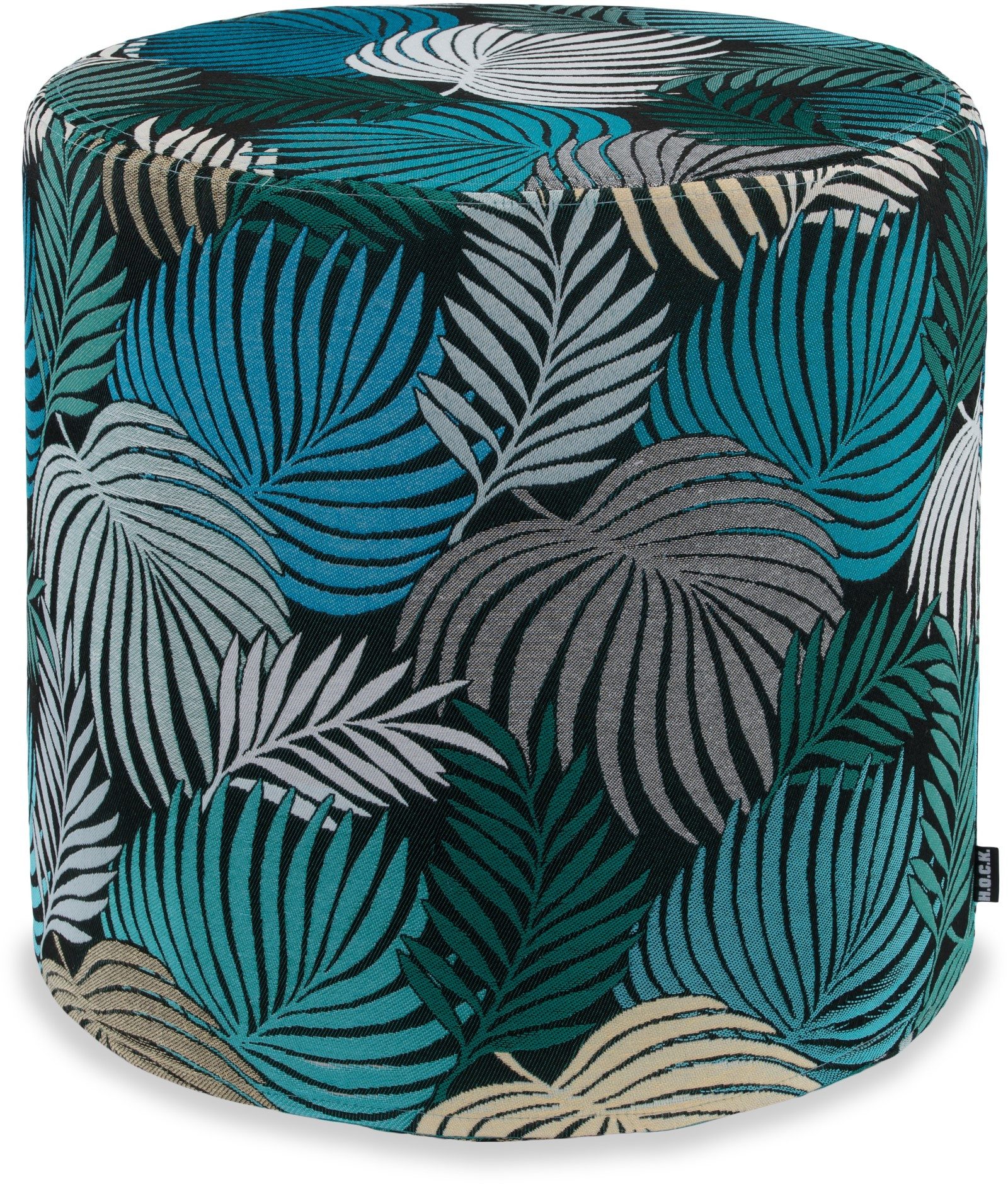 H.O.C.K. Sitzhocker H.O.C.K. Copacabana Hocker rund Pouf ø45x45cm floral petrol emeraude, Hocker, Barhocker & Sitzhocker, Schminktischhocker, Wohnzimmer Hocker