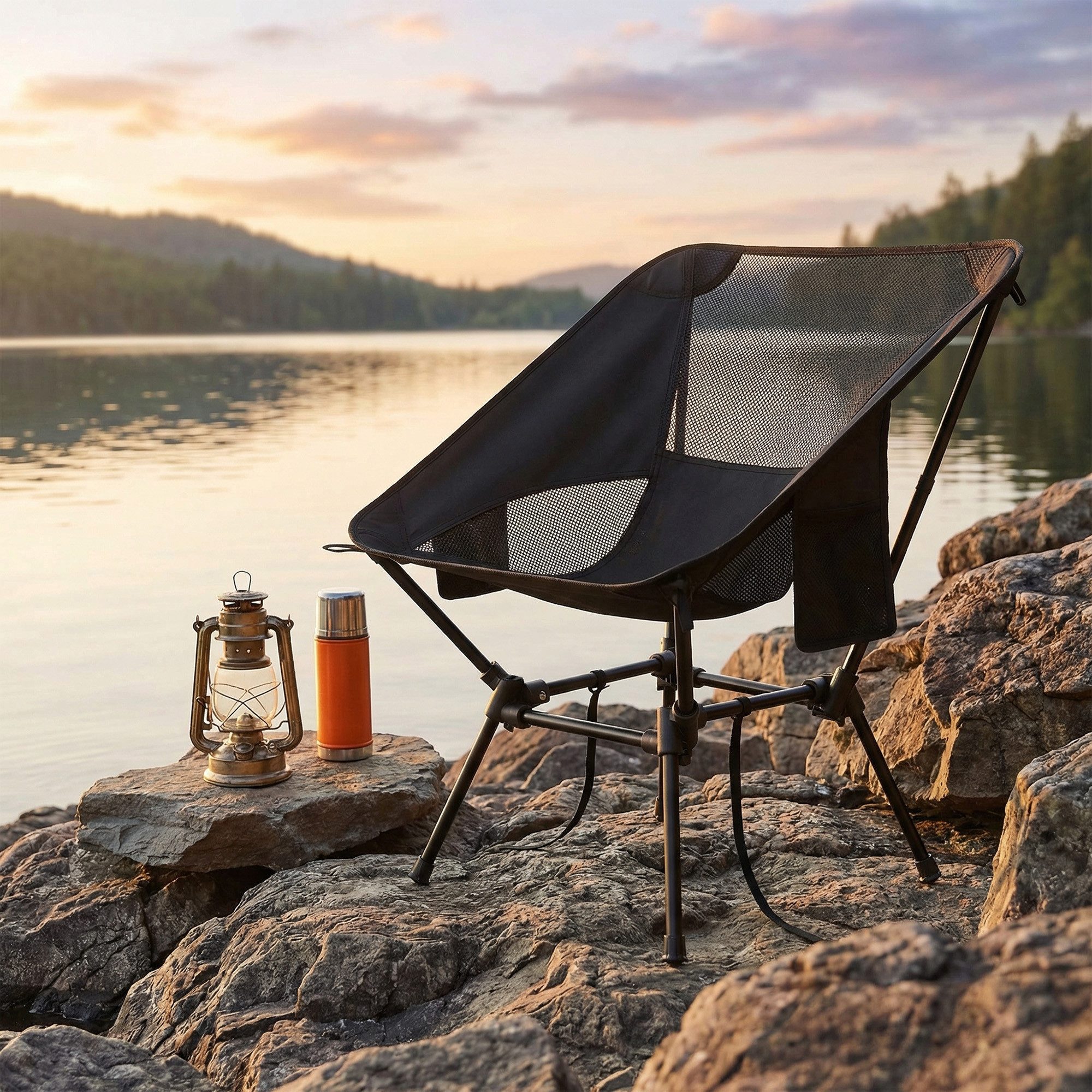 SONGMICS Campingstuhl Gartenstuhl, Klappstuhl, bis 150KG belastbar, klappbar mit verstellbarer Höhe, Stahlrahmen, Kopfstütze, 1er/2er Set
