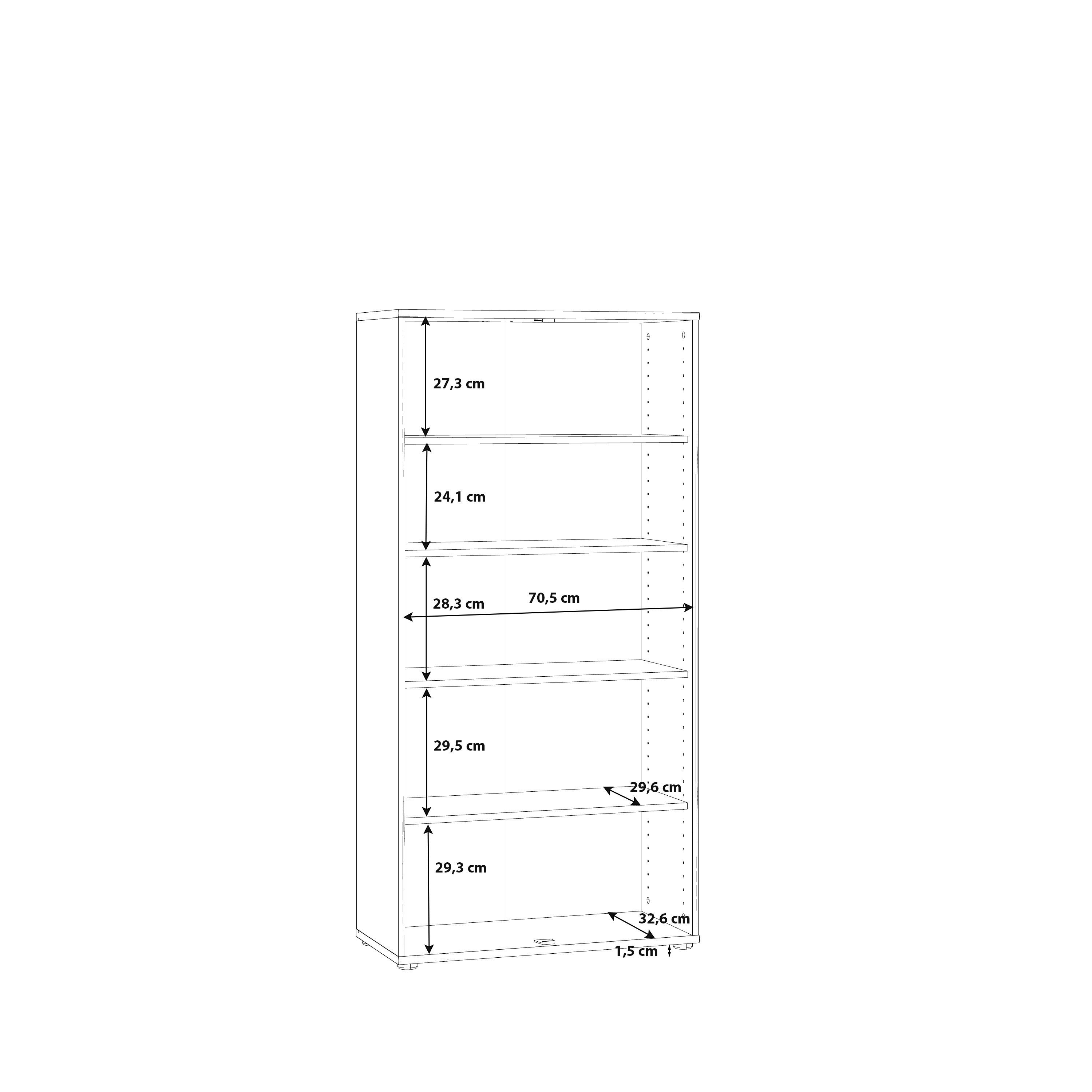 möbelando Aktenschrank Tembi 2 aus in Weiß Moderner Tiefe Konstruktionsboden 73,7 cm, 3 cm, und Holztüren, 34,8 Schrank mit Einlegeböden. 149,5 cm Spanplatte Höhe Breite 1