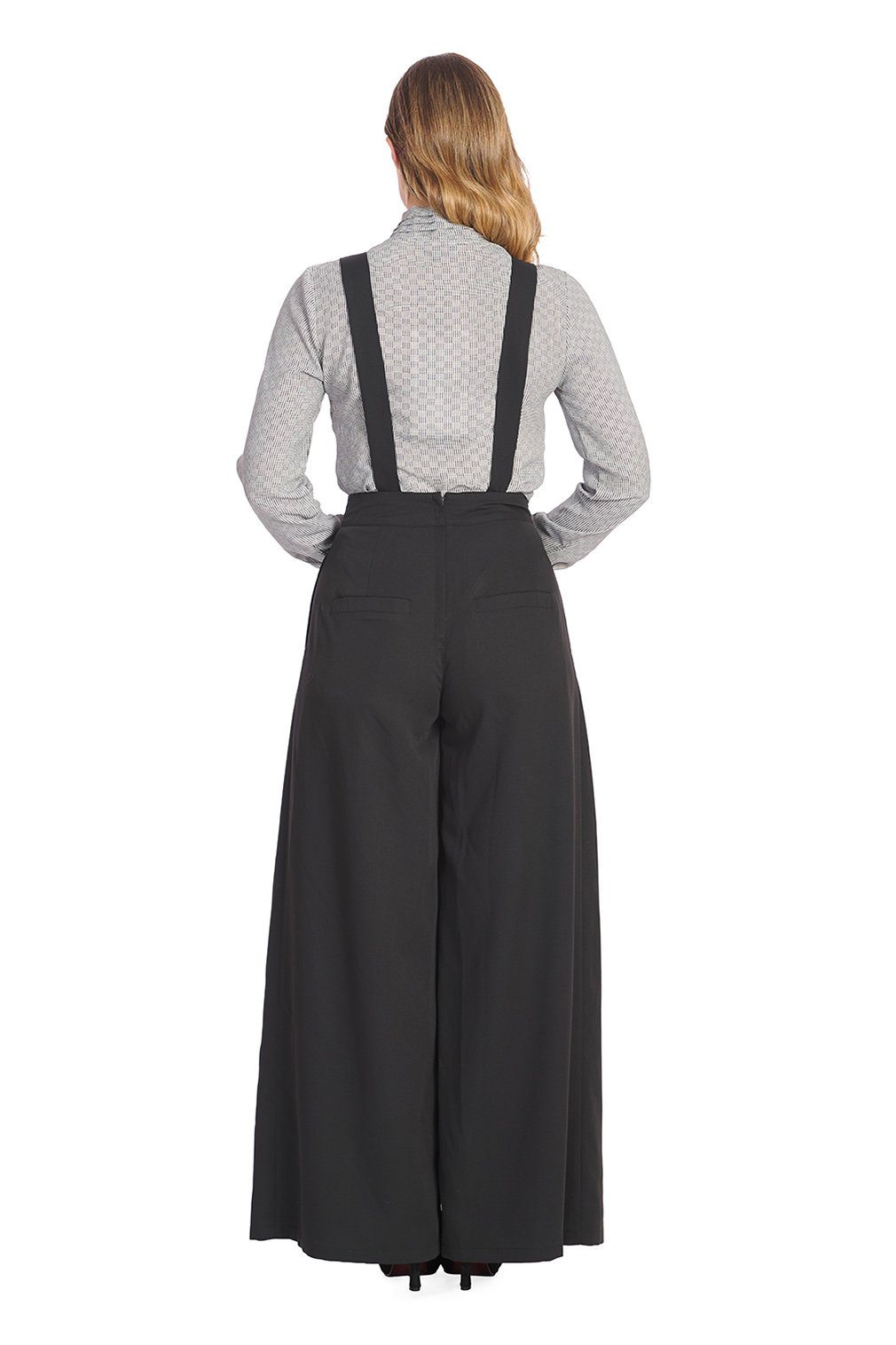 Banned Marlene-Hose Palazzo Diamond Schwarz Vintage Trouser abnehmbare Hose günstig online kaufen