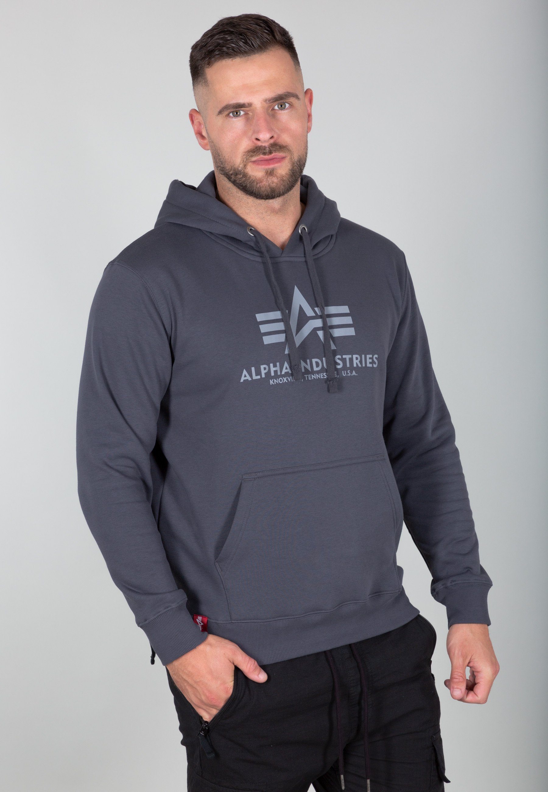 Alpha Industries Hoodie Alpha Industries Men - Hoodies Basic Hoody Reflective Print grey black/refl | 