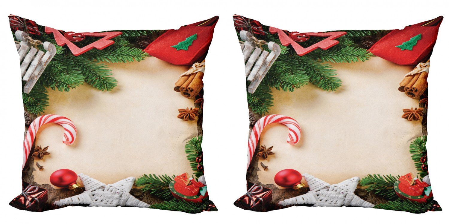 Digitaldruck, Abakuhaus Modern Cane Candy Accent Stück), (2 Cinnamon Weihnachten Doppelseitiger Kissenbezüge