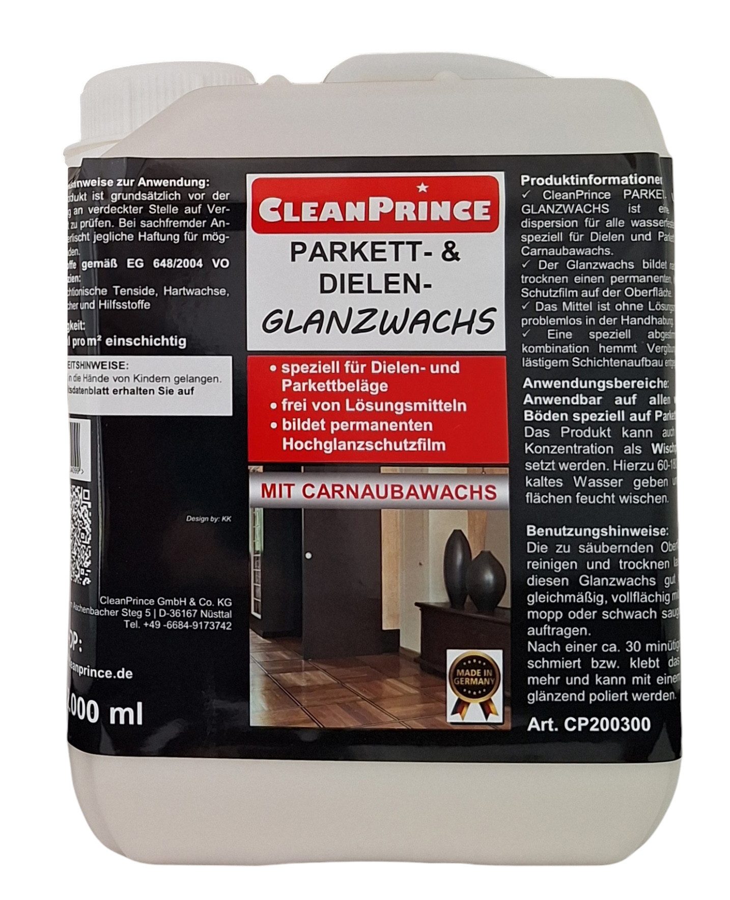 Thumbnail - CleanPrince Parkett- und Dielen Glanzwachs flüssig Bodenpflegemittel, Versiegelungsdispersion für alle wasserfesten Bode...