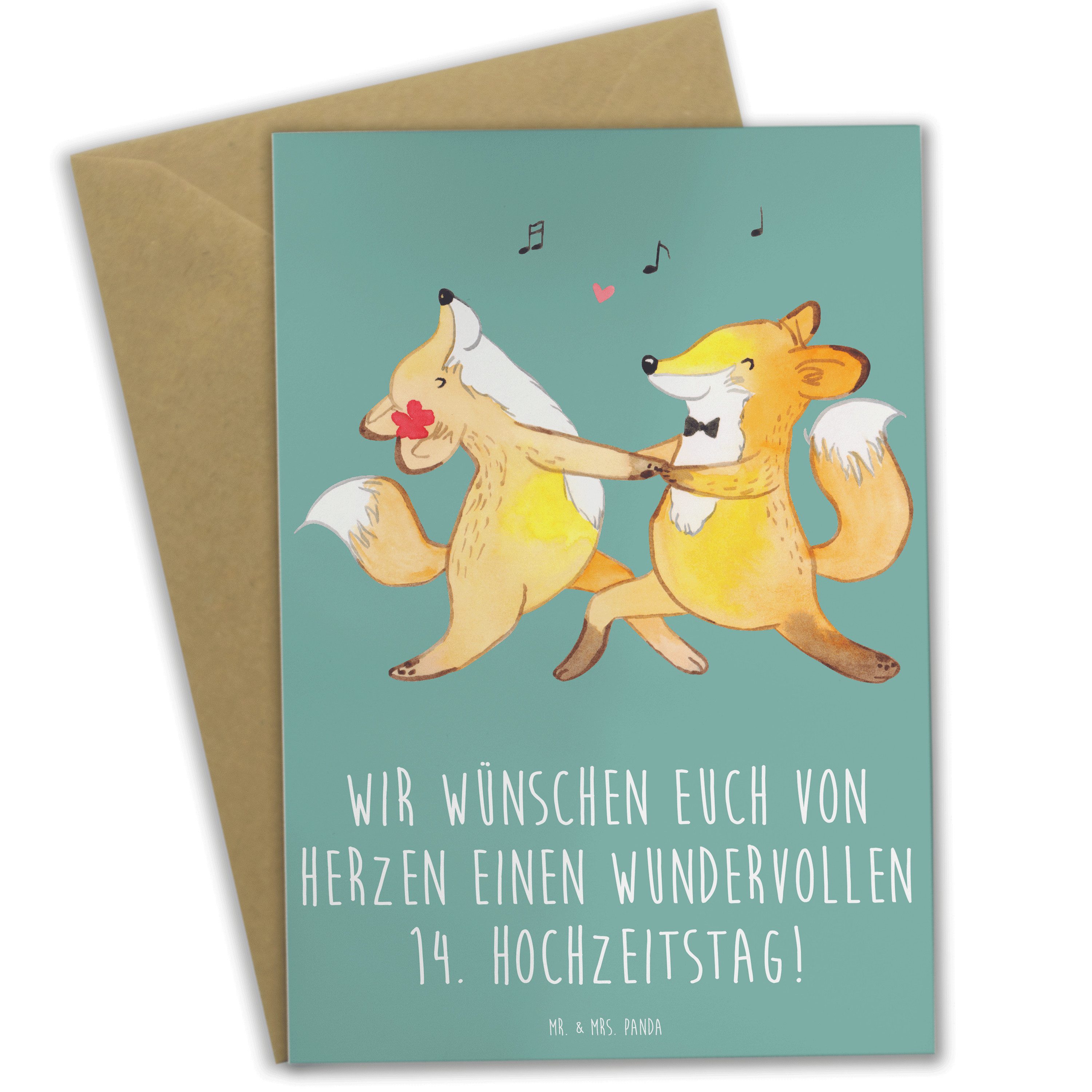 Grußkarte 14. Hochzeitstag Elfenbeinhochzeit - Meeresbrise - Geschenk, glücklic