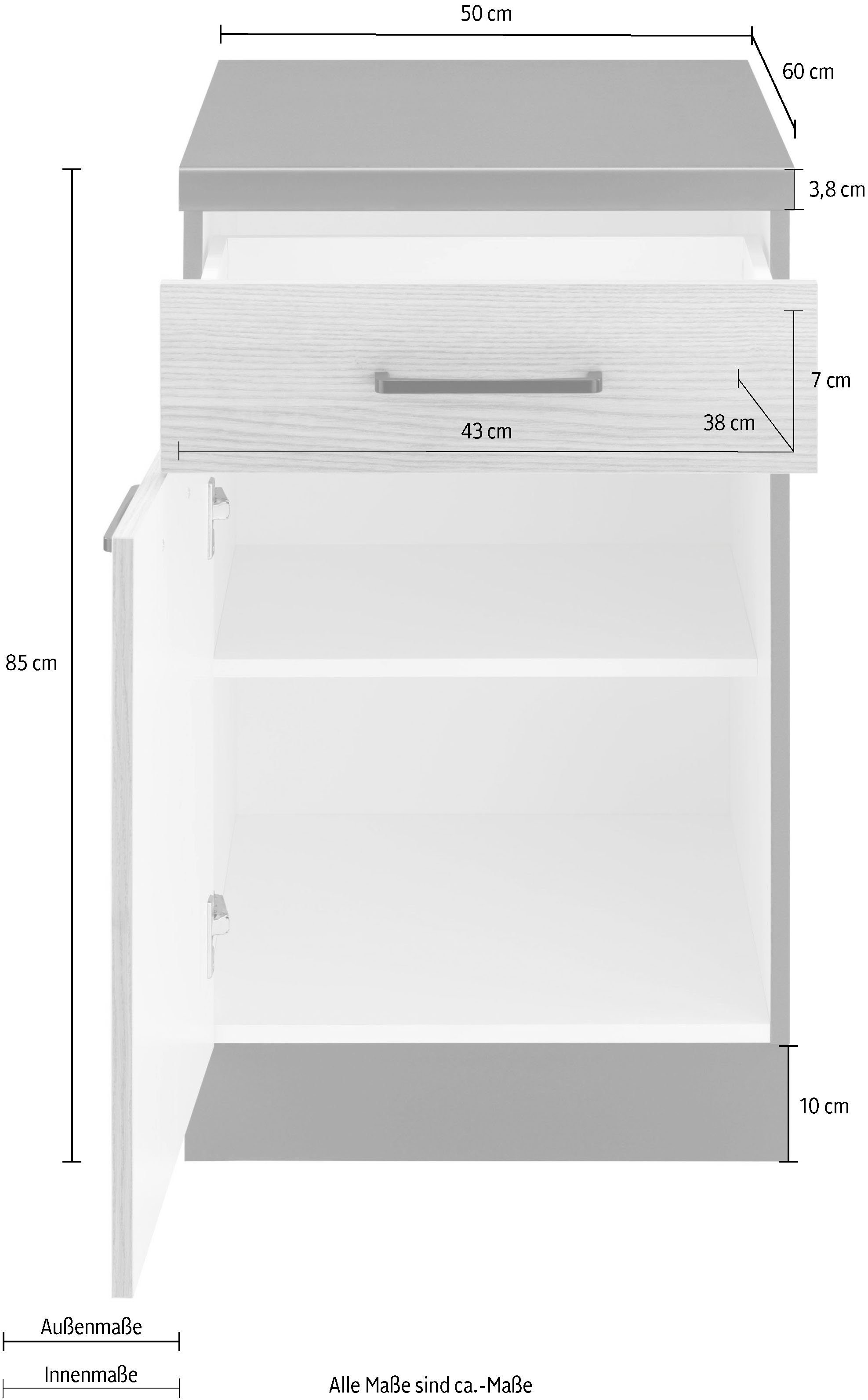 cm Esbo 50 Wilton breit wiho Unterschrank Küchen Oak/Anthrazit