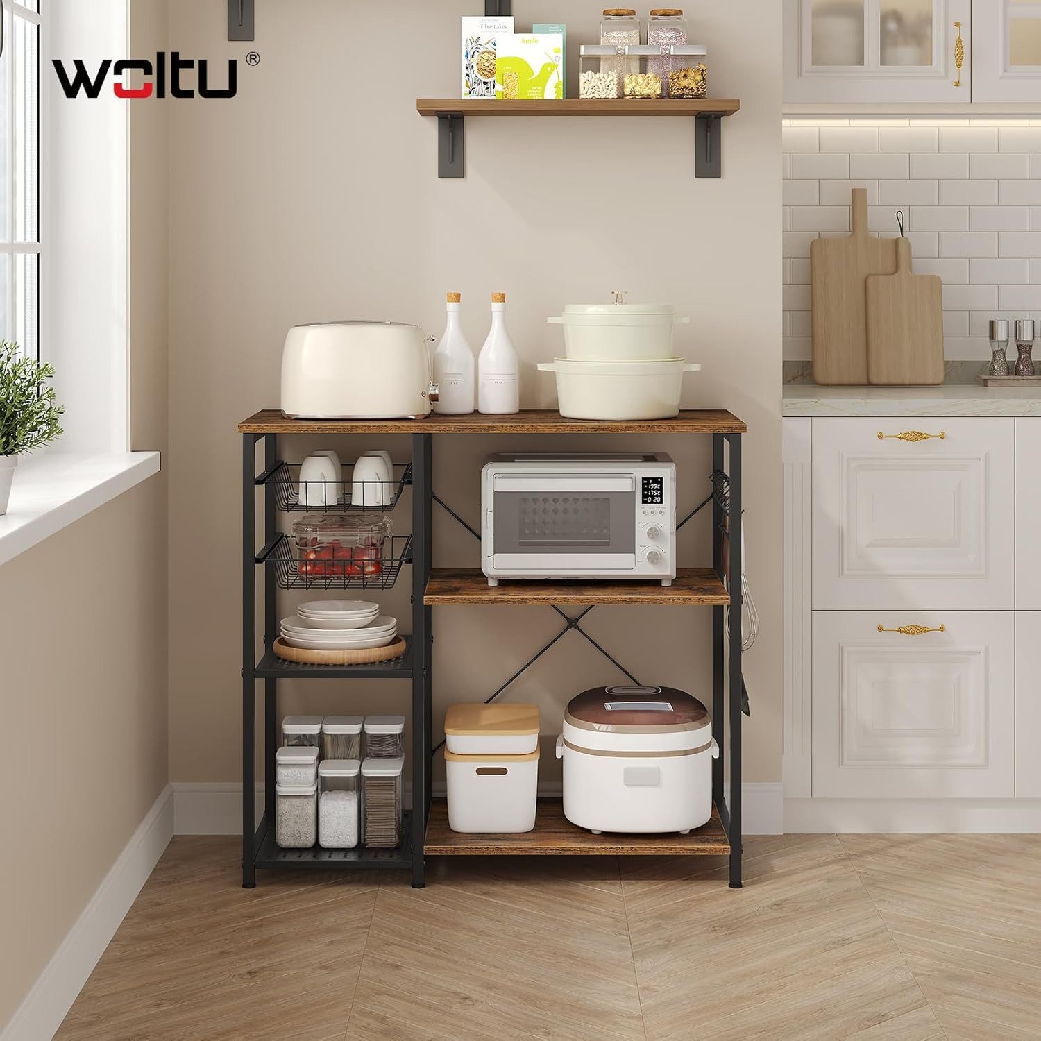 Woltu Küchenregal, 1-tlg., Mikrowellenregal, mit 2 Drahtkörbe & 2 Drahtböde günstig online kaufen