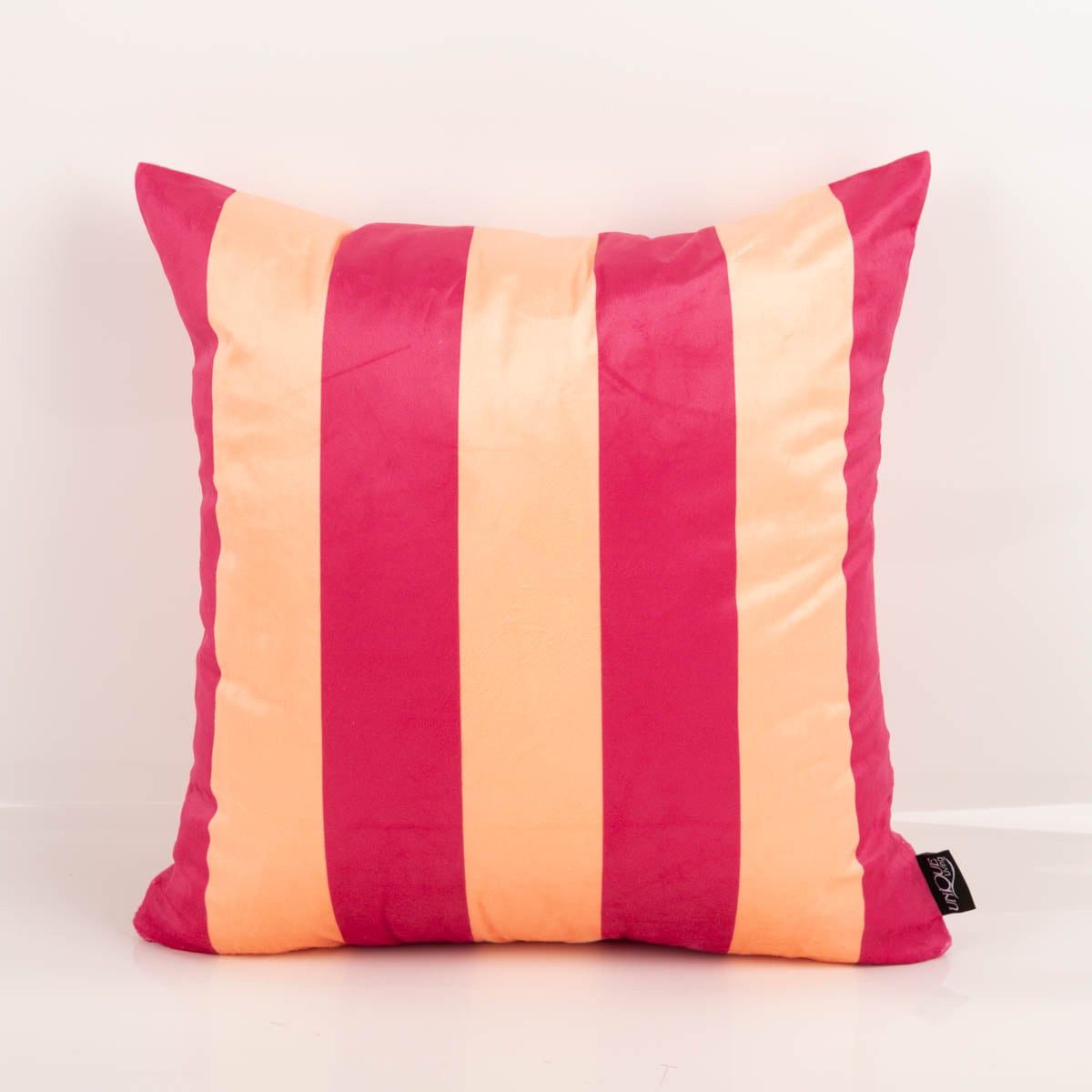 SCHÖNER LEBEN. Dekokissen Samtkissen Kissenhülle Streifen Peach Pink 45x45 cm