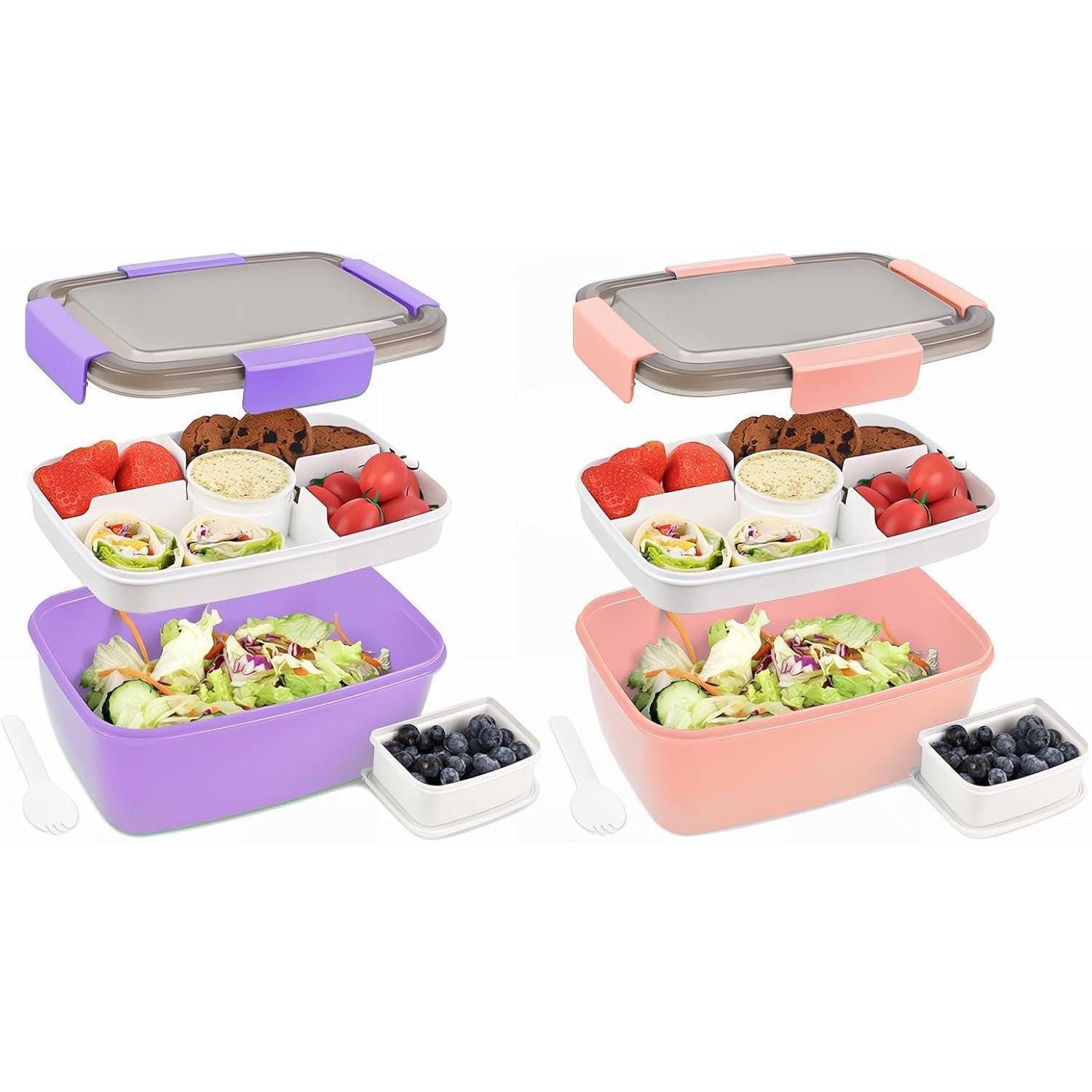 LuxusKollektion Lunchbox Lunchbox Brotdose Bento Erwachsene 2000ML 2000ml-2set-lila Dunkelrosa, Kunststoff