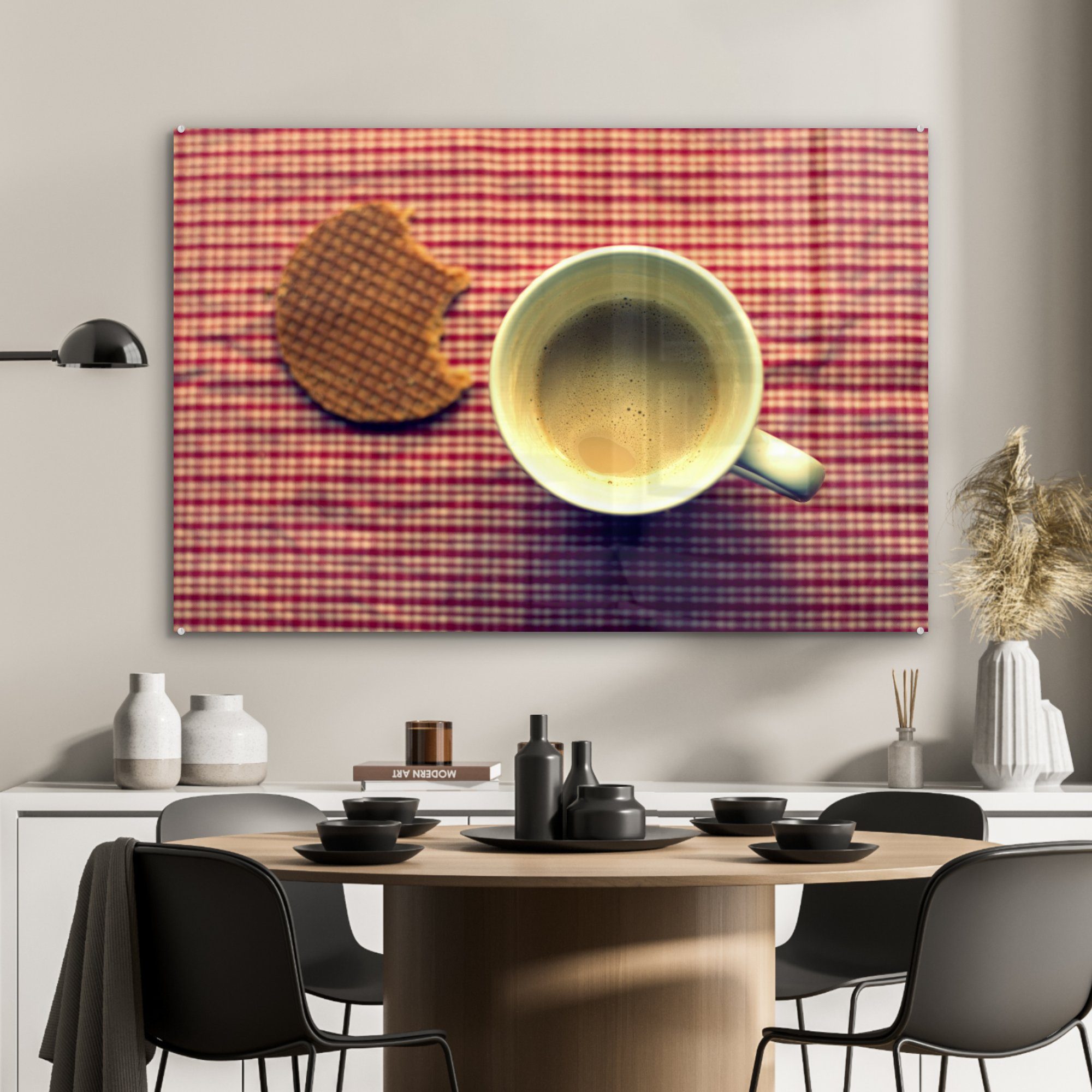 Acrylglasbilder Wohnzimmer Sirupwaffel mit St), Schlafzimmer Kaffee, (1 MuchoWow & Acrylglasbild