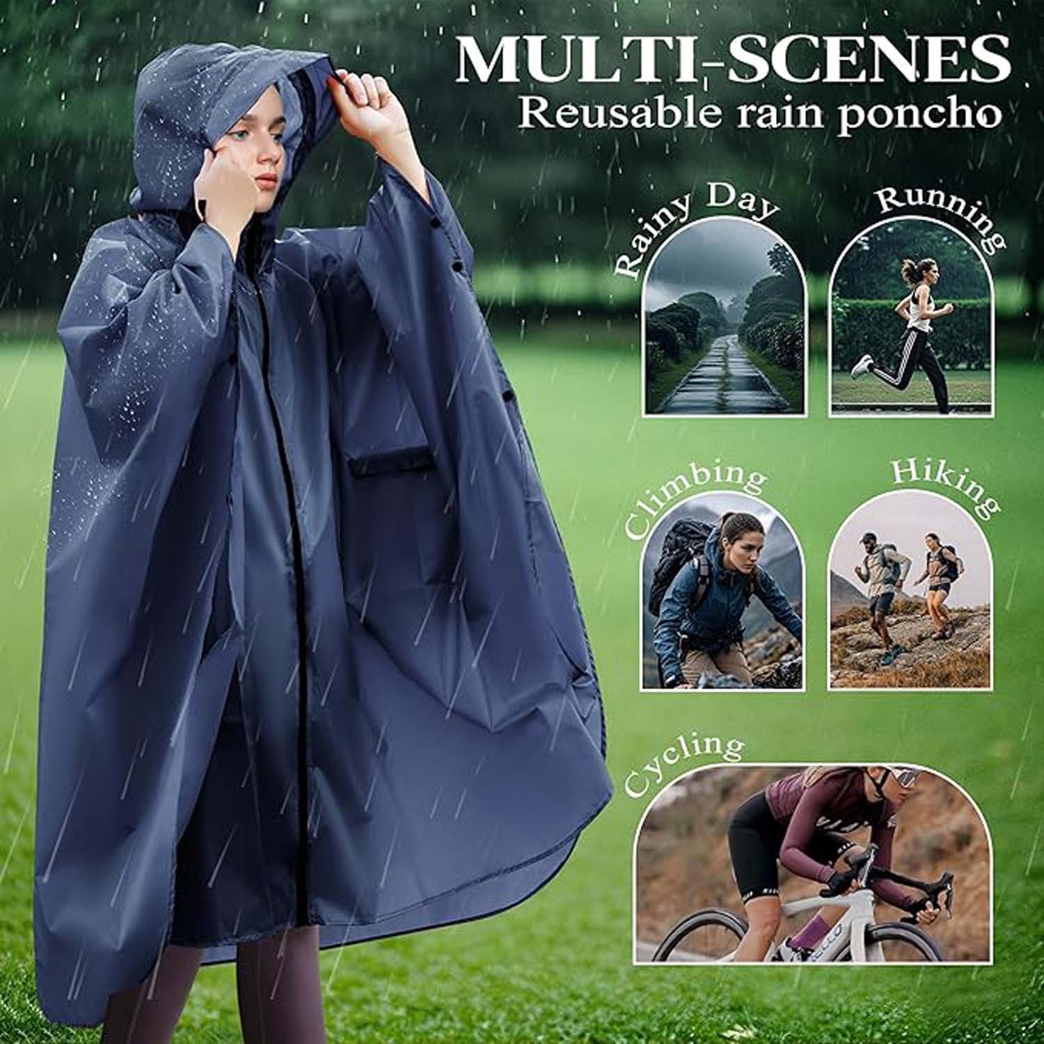 Coonoor Regenjacke Unisex Regenjacken Regencape, Wasserdicht mit Kapuze – Bild 3 von 5