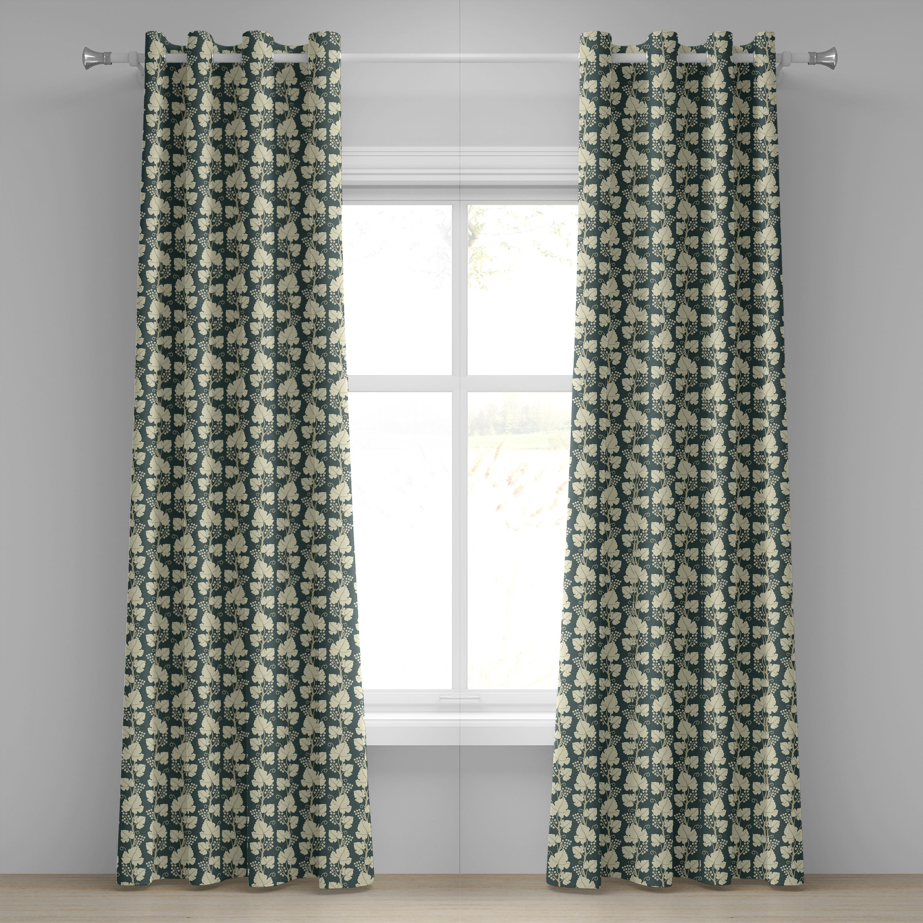 Gardine Dekorative 2-Panel-Fenstervorhänge für Schlafzimmer Wohnzimmer, Abakuhaus, Traube Floral Farming Muster