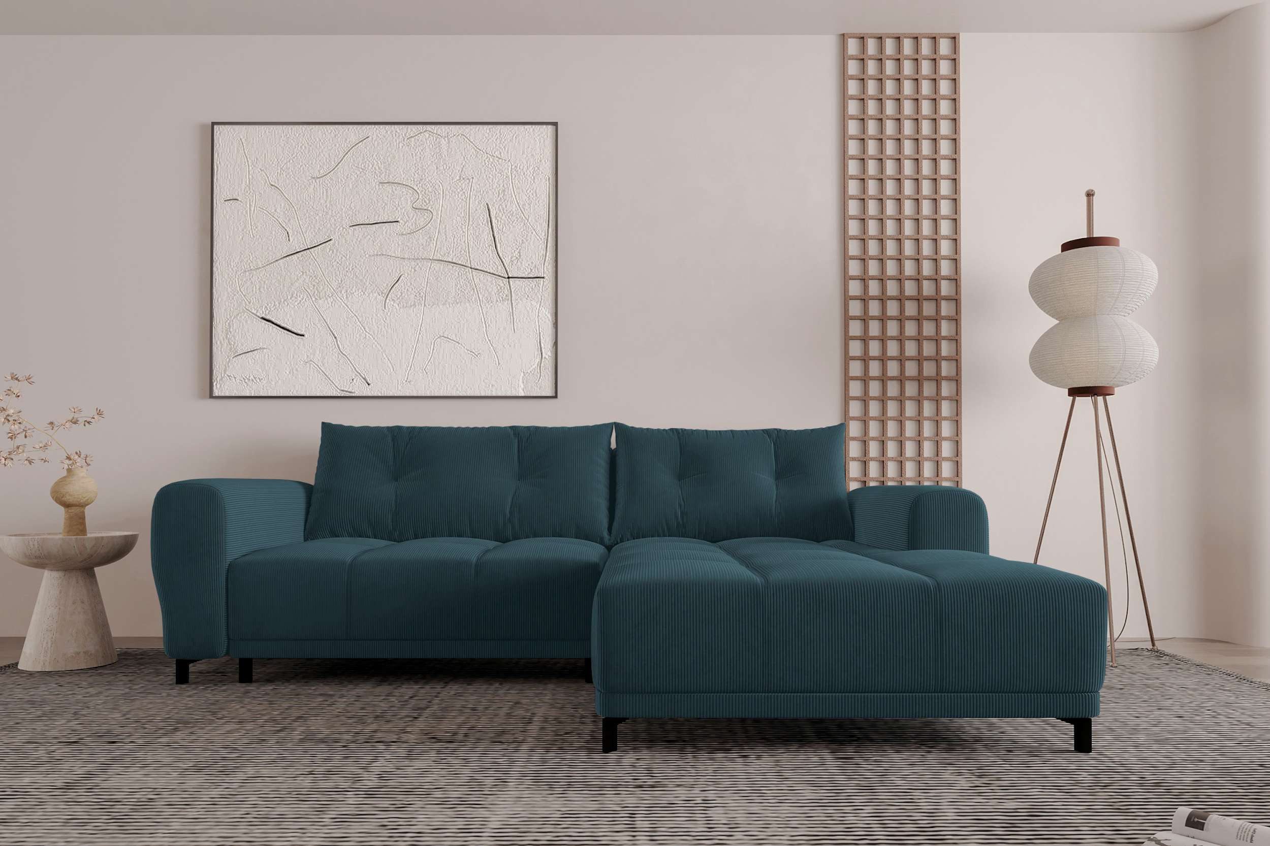99rooms Ecksofa Massimo, Sofa L-Form, Eckcouch, mit Schlaffunktion,Rundumbezug, in Cordstoff POSO