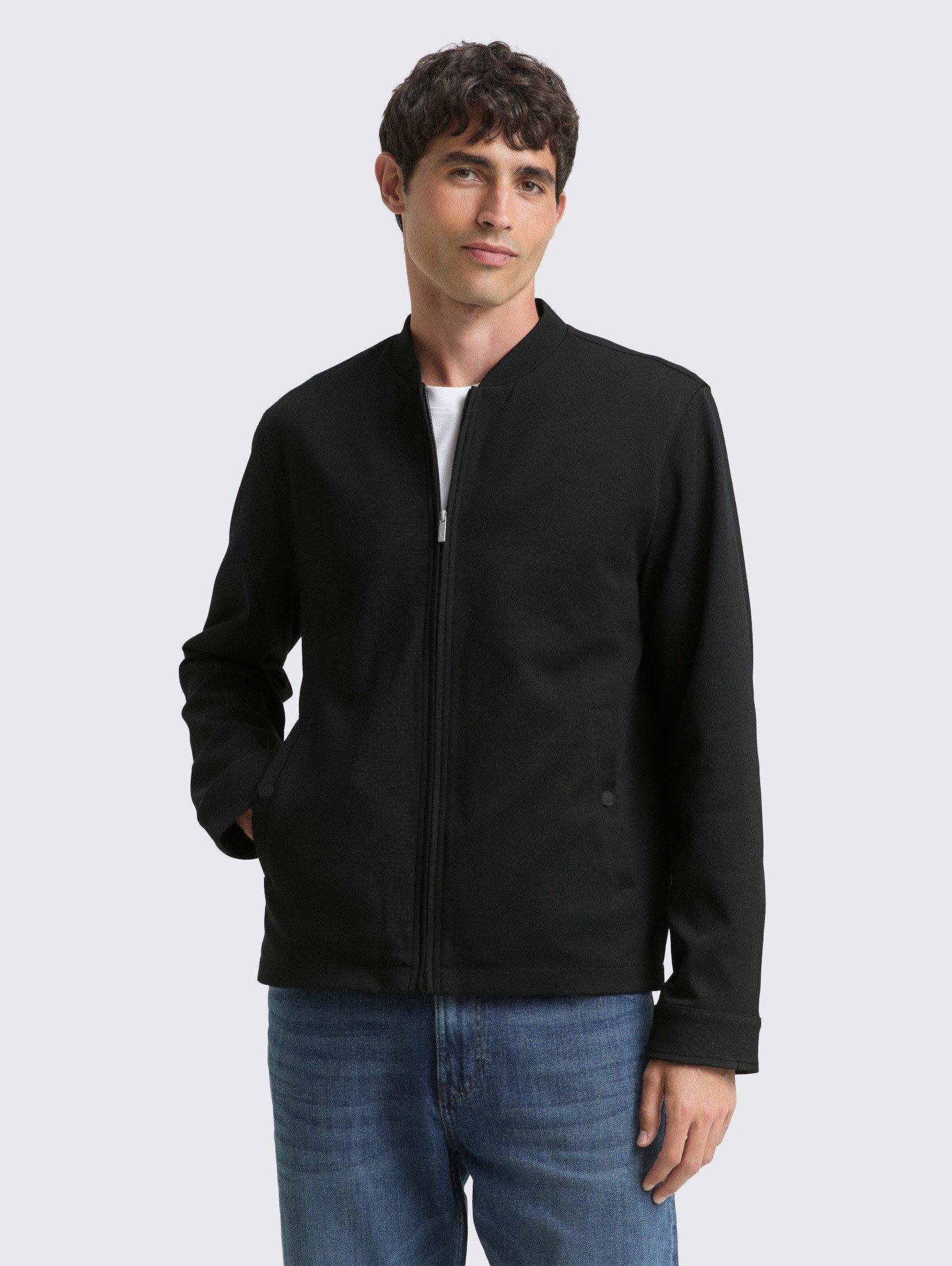 TOM TAILOR Sakko Blazer Piqué Blouson Jacke mit Bomberkragen