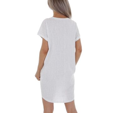 Ital-Design Shirtkleid Damen Freizeit Textprint Minikleid in Weiß