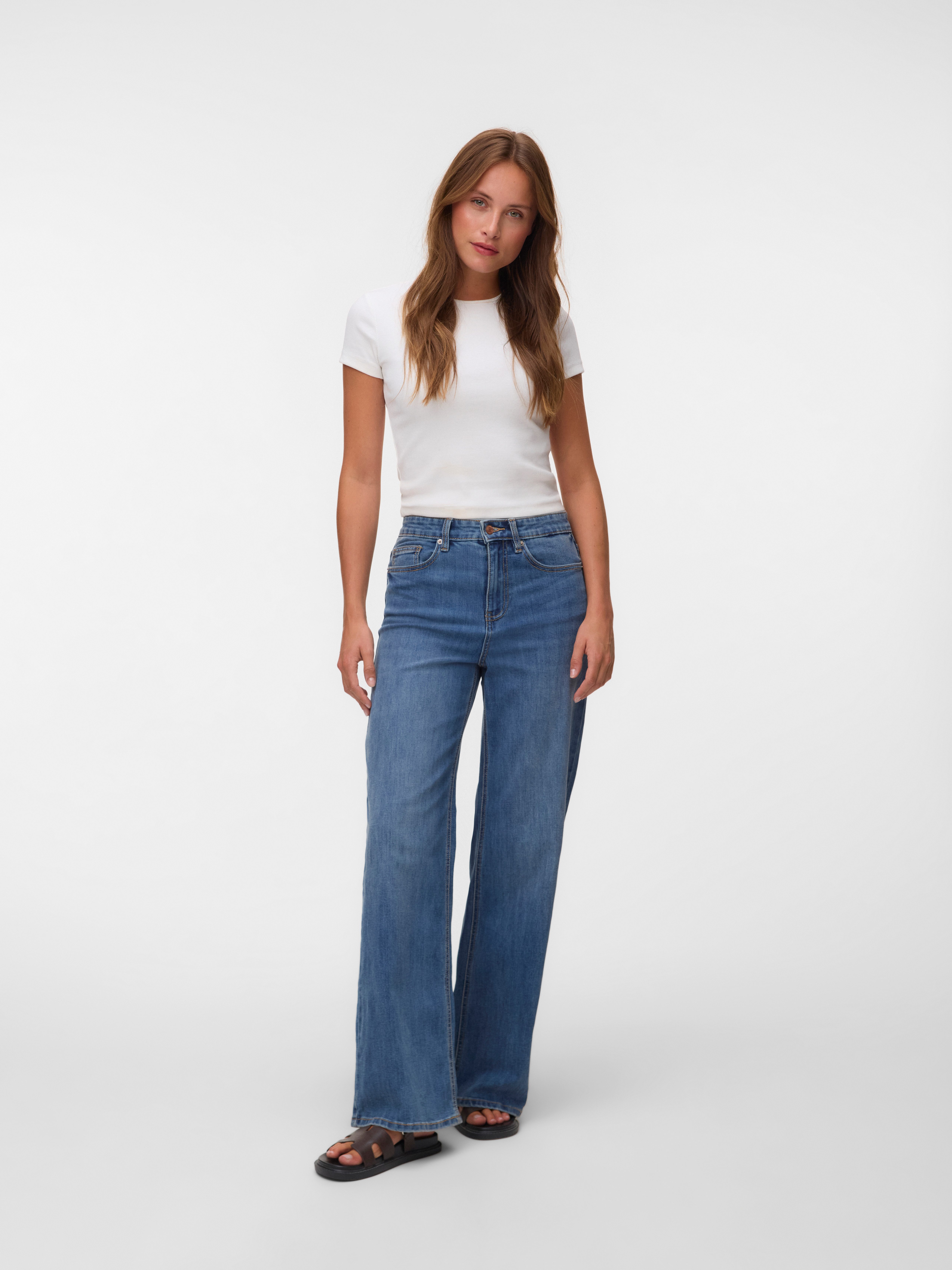 Vero Moda High-waist-Jeans VMOLIVIA STRETCH HR WIDE JNS LI3182 NOOS Baumwollmischung, high waist, wide fit