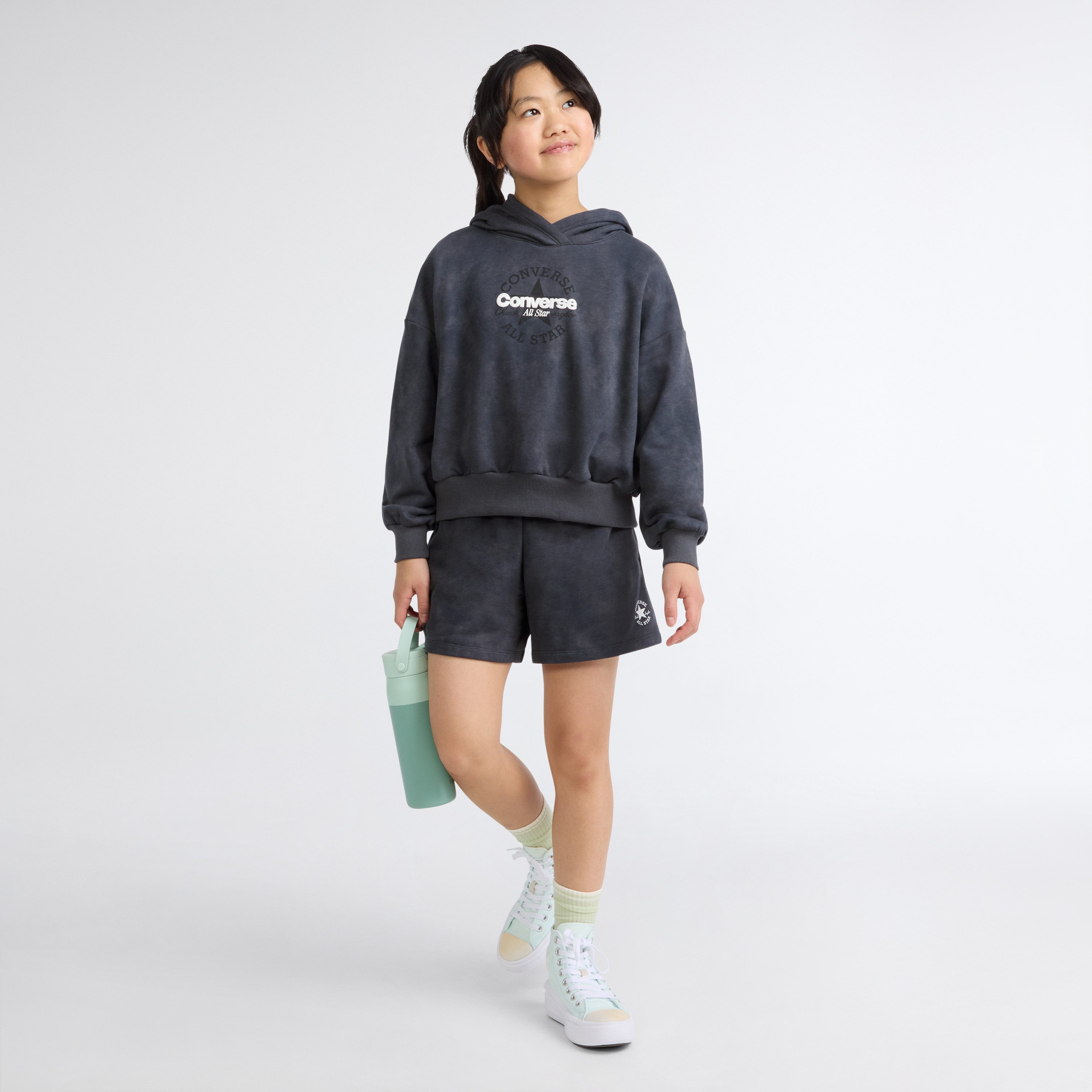 Converse Kapuzensweatshirt CNVG PRINTED WASH RELAXED HOOD für Kinder, mit Kapuze, aus Baumwolle und Polyester