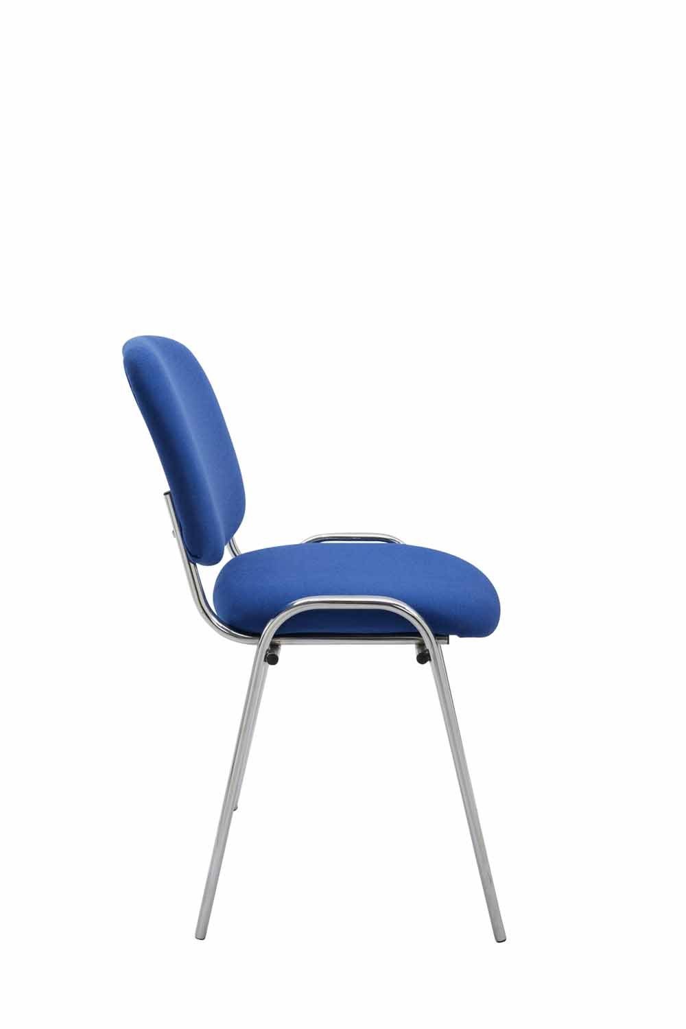 Stoff Messestuhl), Sitzfläche: Metall Besucherstuhl - Keen - TPFLiving - (Besprechungsstuhl - chrom Konferenzstuhl Gestell: hochwertiger blau Warteraumstuhl mit Polsterung