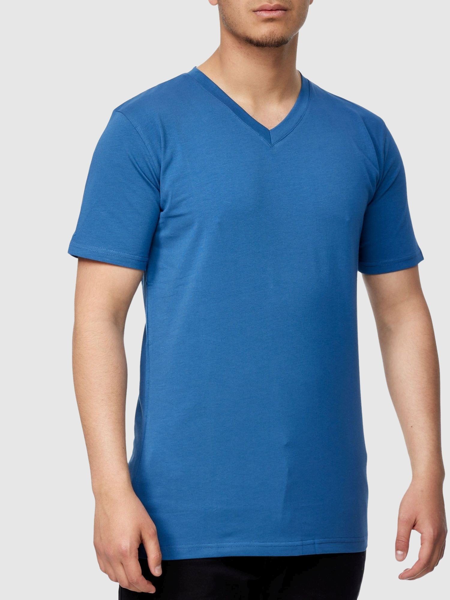 John Kayna T-Shirt John Kayna Blau Shirt Tshirt Polo T Casual Polo Tee, Kurzarmshirt T-Shirt Fitness für Freizeit (Shirt Männer Herren 1-tlg) Tee Poloshirt