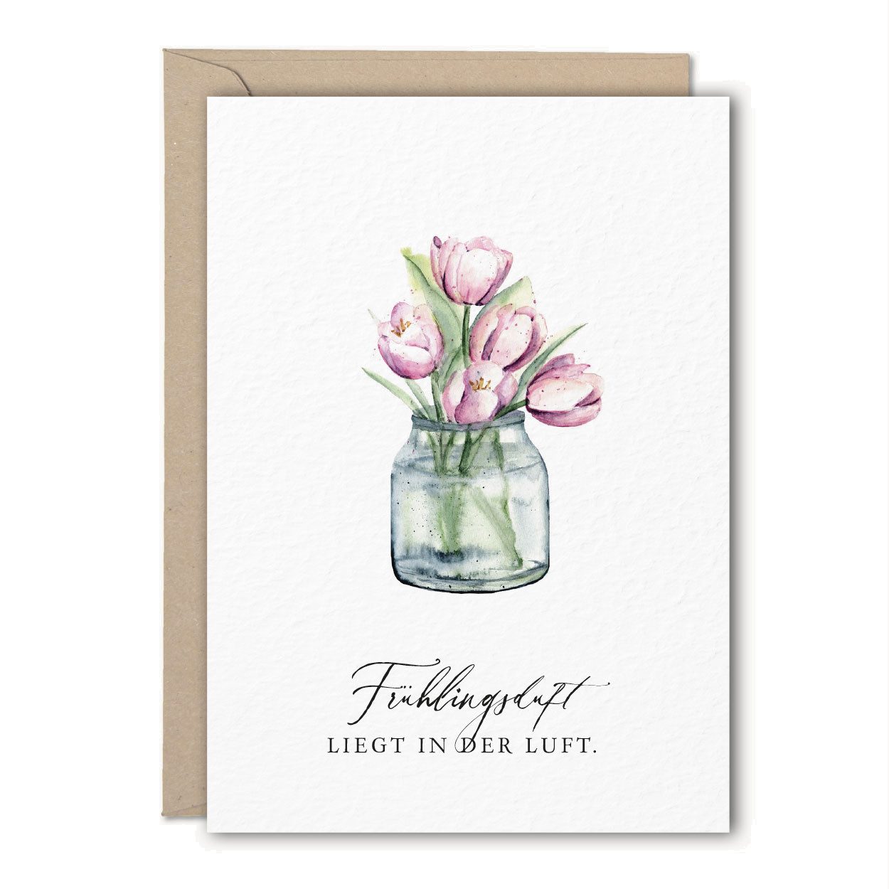 Osterkarte Tulpen "Frühlingsduft, liegt in der Luft", 3 STÜCK Grußkarten