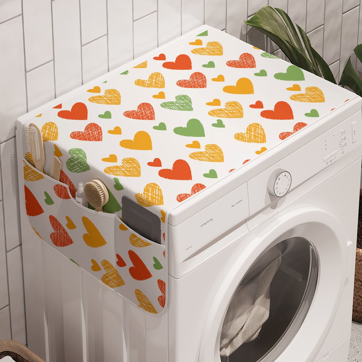 Valentine Unregelmäßige Waschmaschine Badorganizer Trockner, Hatched und Abakuhaus für Anti-Rutsch-Stoffabdeckung Herzen
