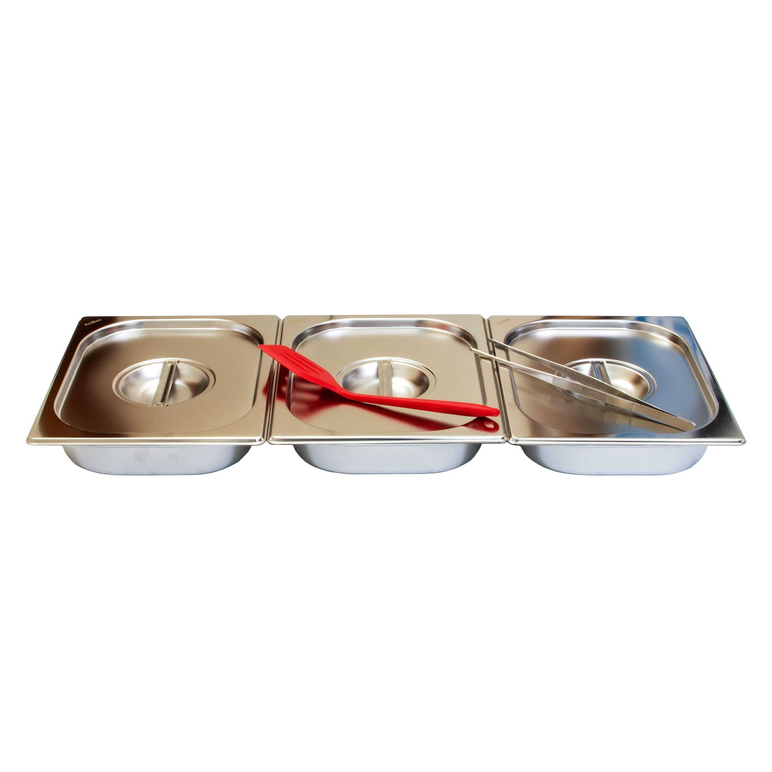 AcMax Panierschale Panierschalen-Set GN 1/2 65mm tief mit Deckel, Kochpinzette und Wender, (3-tlg)