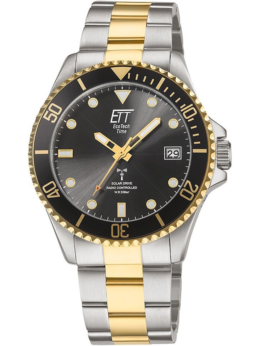 ETT Eco Tech Time Quarzuhr ETT EGS-11606-25M Professional Solar Funk Herrenuhr 44mm 20ATM ETT EGS-11606-25M Professional Solar Funk Herrenuhr 44mm 20ATM