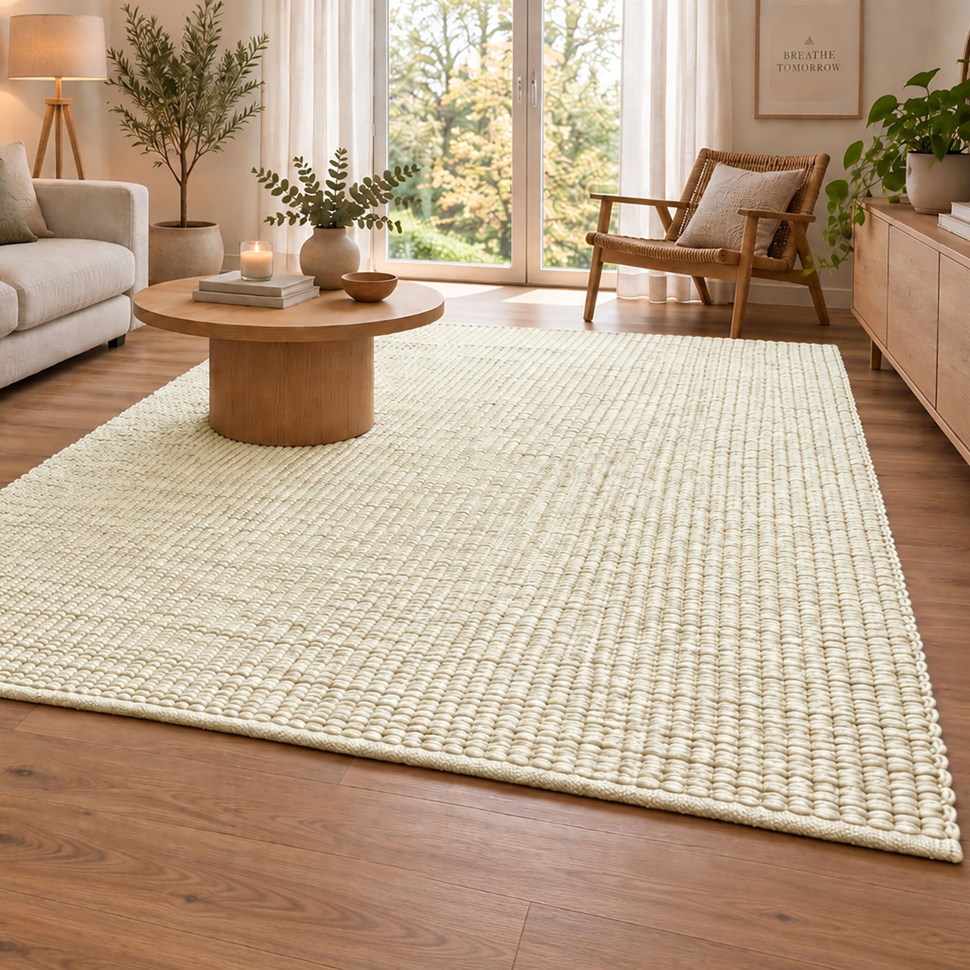 Steffensmeier Wollteppich Lyon, Rechteckig, Handweb Teppich, naturfarben