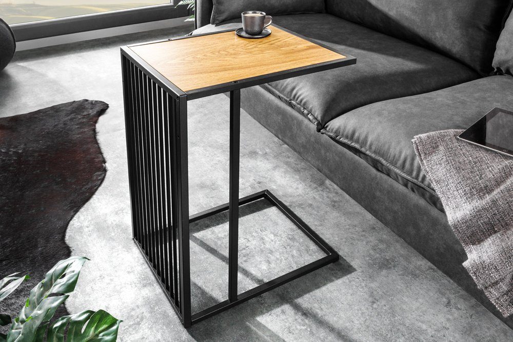 riess-ambiente Beistelltisch ARCHITECTURE 65cm natur / schwarz (Einzelartikel, 1-St), Wohnzimmer · Holz-Optik · Metall · Laptoptisch · Industrial Design