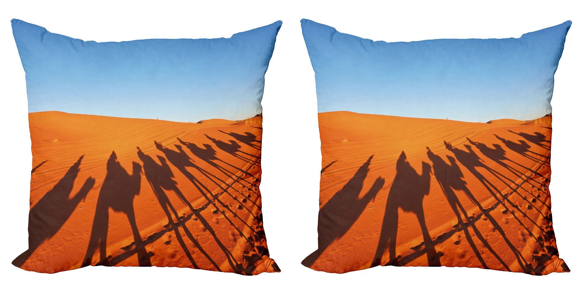 Kissenbezüge Modern Accent Doppelseitiger Digitaldruck, Abakuhaus (2 Stück), Wüste Kamel-Wohnwagen Silhouette