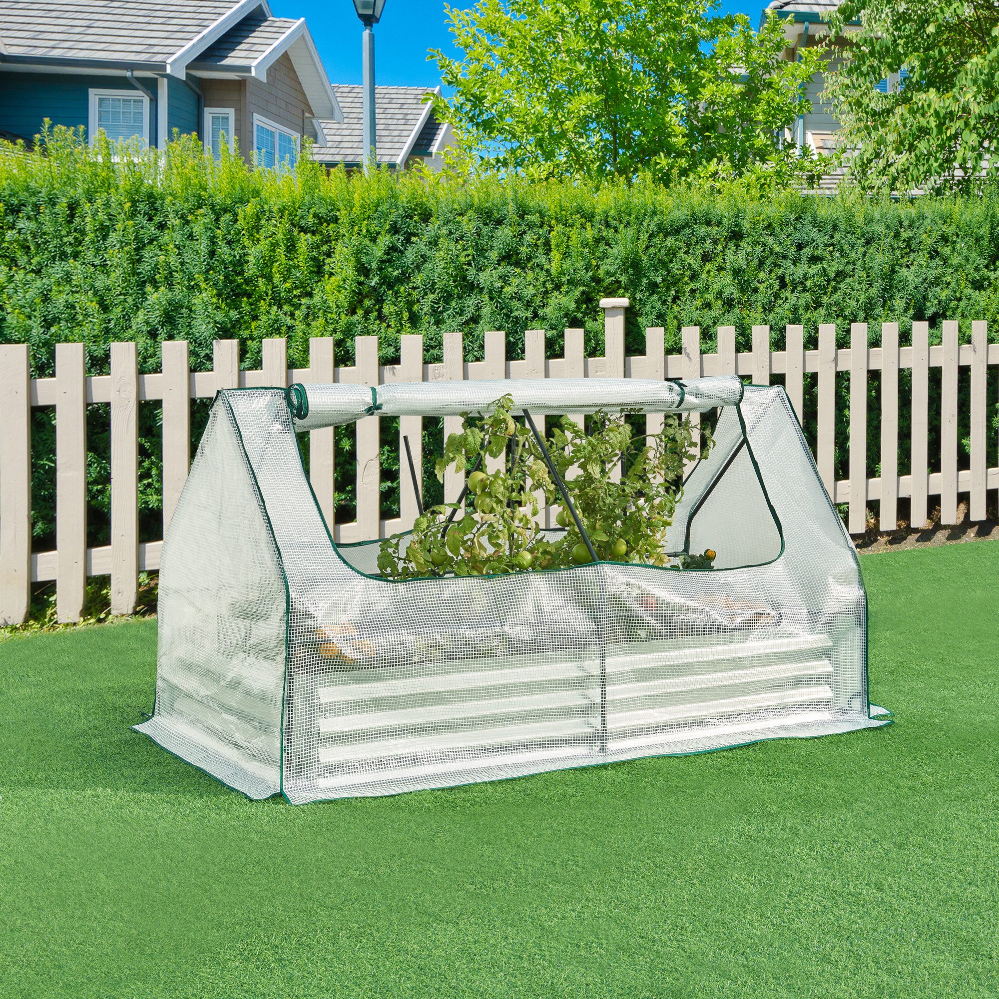 en.casa Hochbeet, mit Gewächshaus »Balsorano« Stahl günstig online kaufen