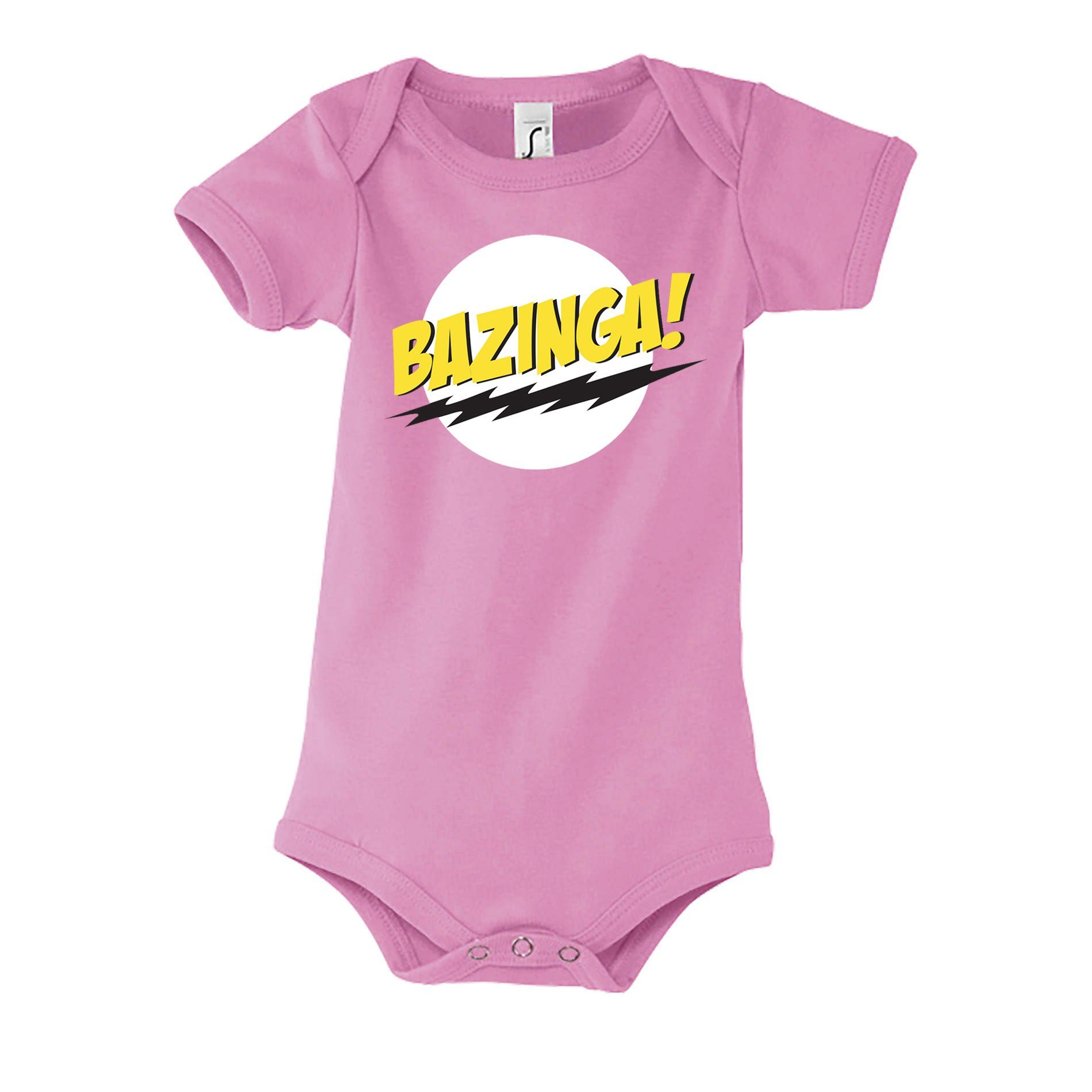 Druckknopf & Rosa Kinder Baby Strampler Blondie Bazinga Bang Brownie Theorie Big Logo mit Sheldon