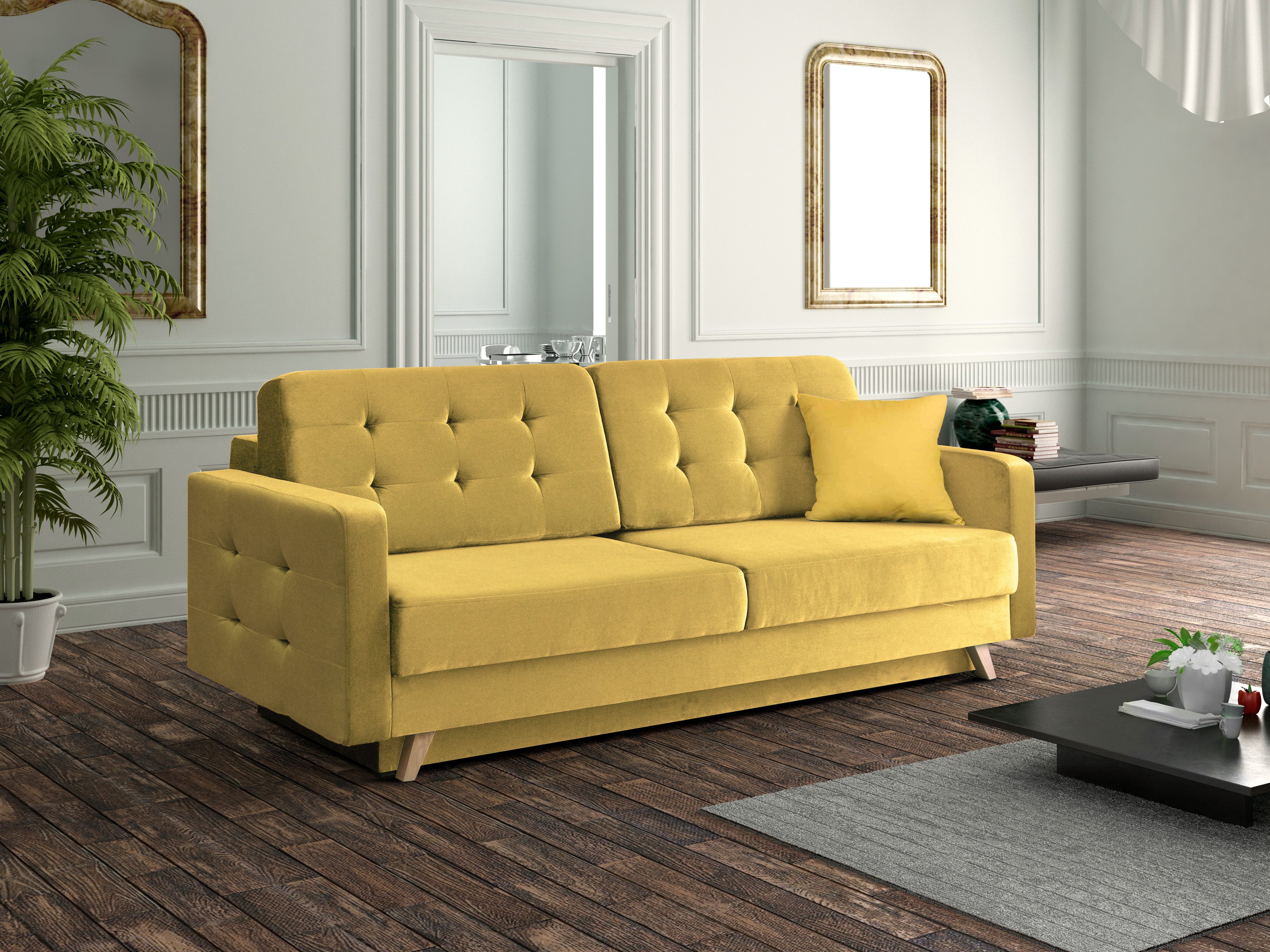 Beautysofa Schlafsofa Schlafsofa TEXAS Steppung Sofa Couch Wohnzimmer Schlaffunktion, mit Bettkasten