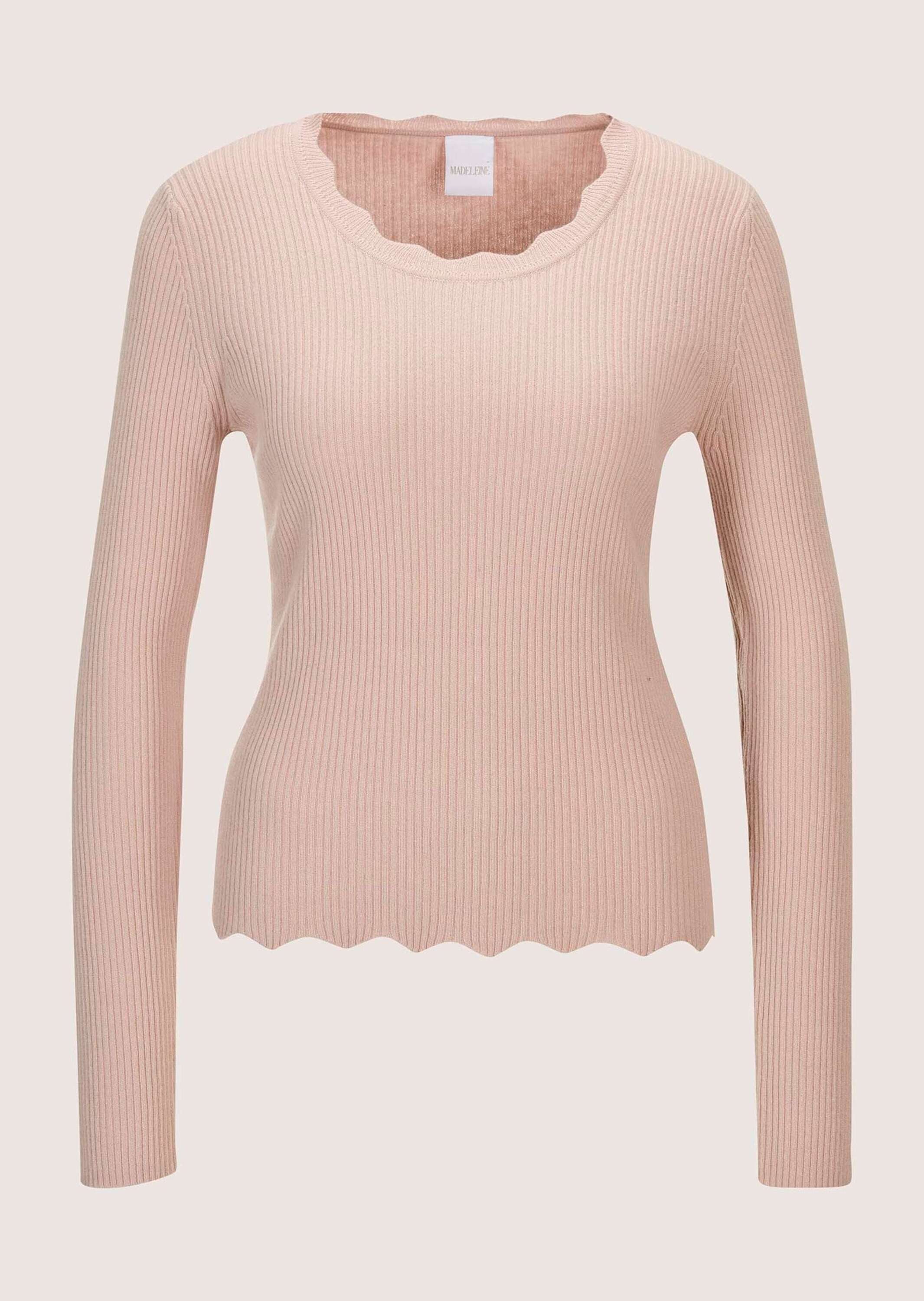 MADELEINE Strickpullover Leichter Viskosepullover mit gewelltem Saum Tailliertes Langarmshirt mit Rundhals und langen Ärmeln
