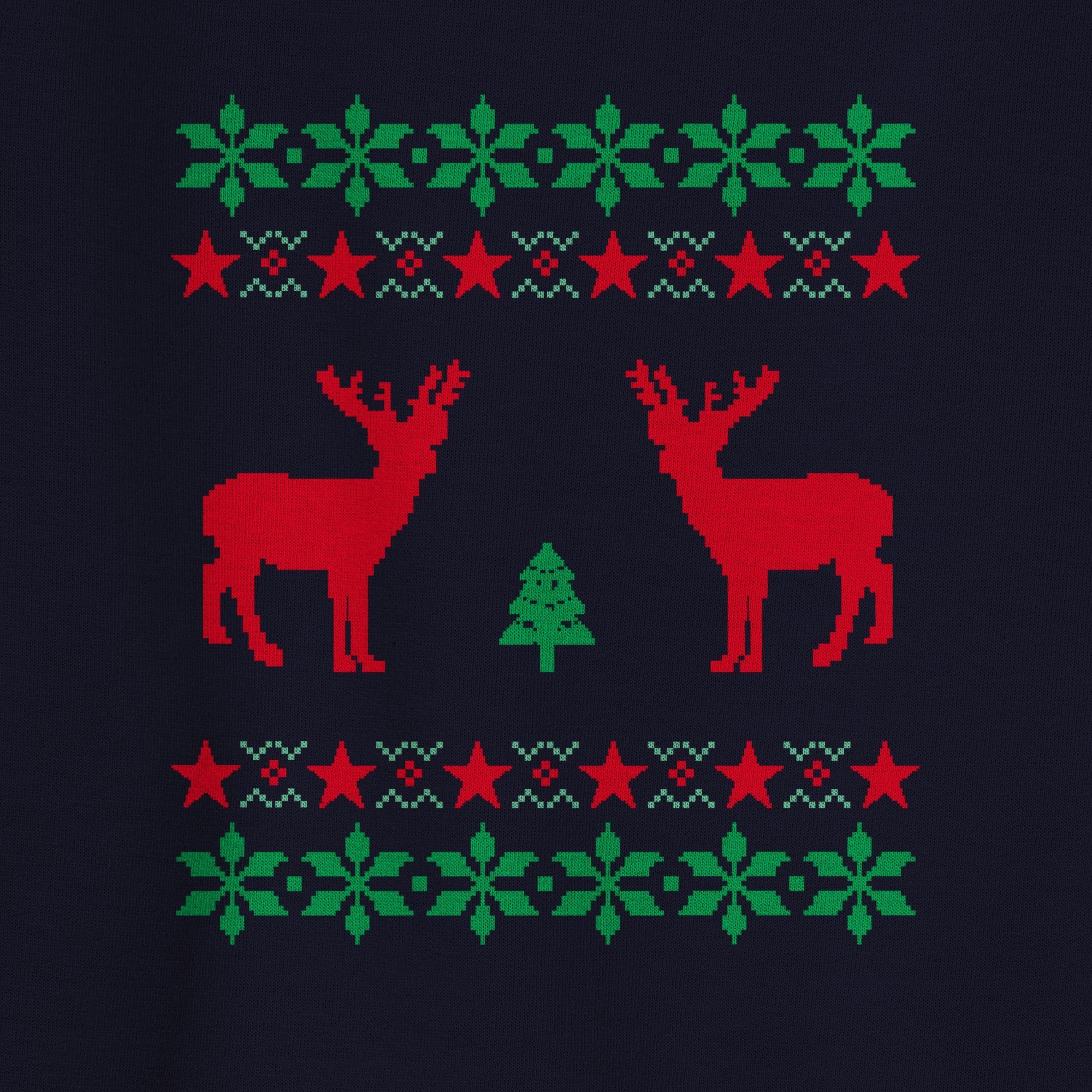 (1-tlg) Pixel Sweatshirt Weihnachten Rentier Dunkelblau Weihachten 2 Kleidung Norweger Shirtracer
