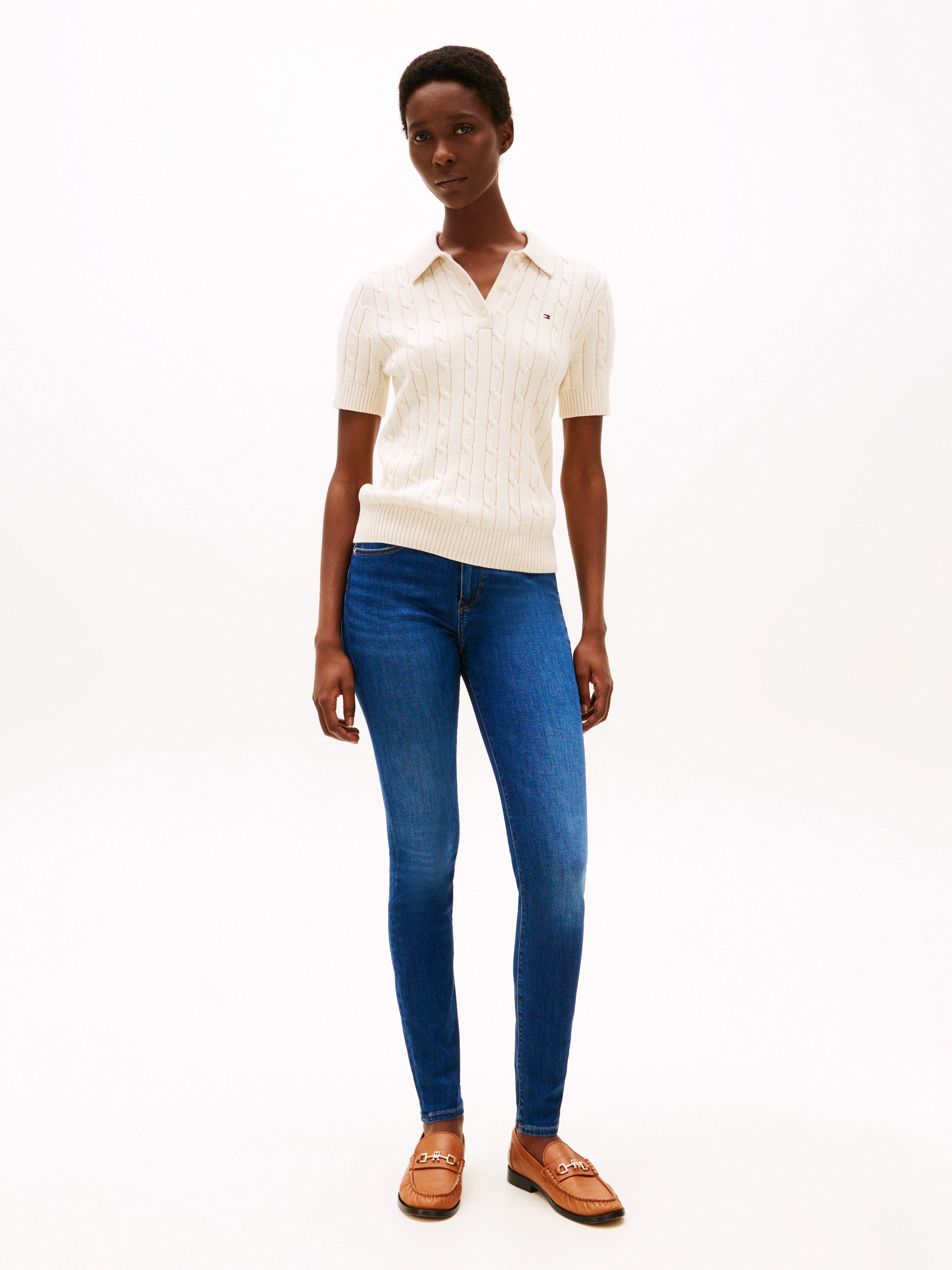 Tommy Hilfiger Skinny-fit-Jeans COMO Skinny RW ACE mit Logo-Badge und knöchellangem Schnitt Baumwollmischung, skinny fit