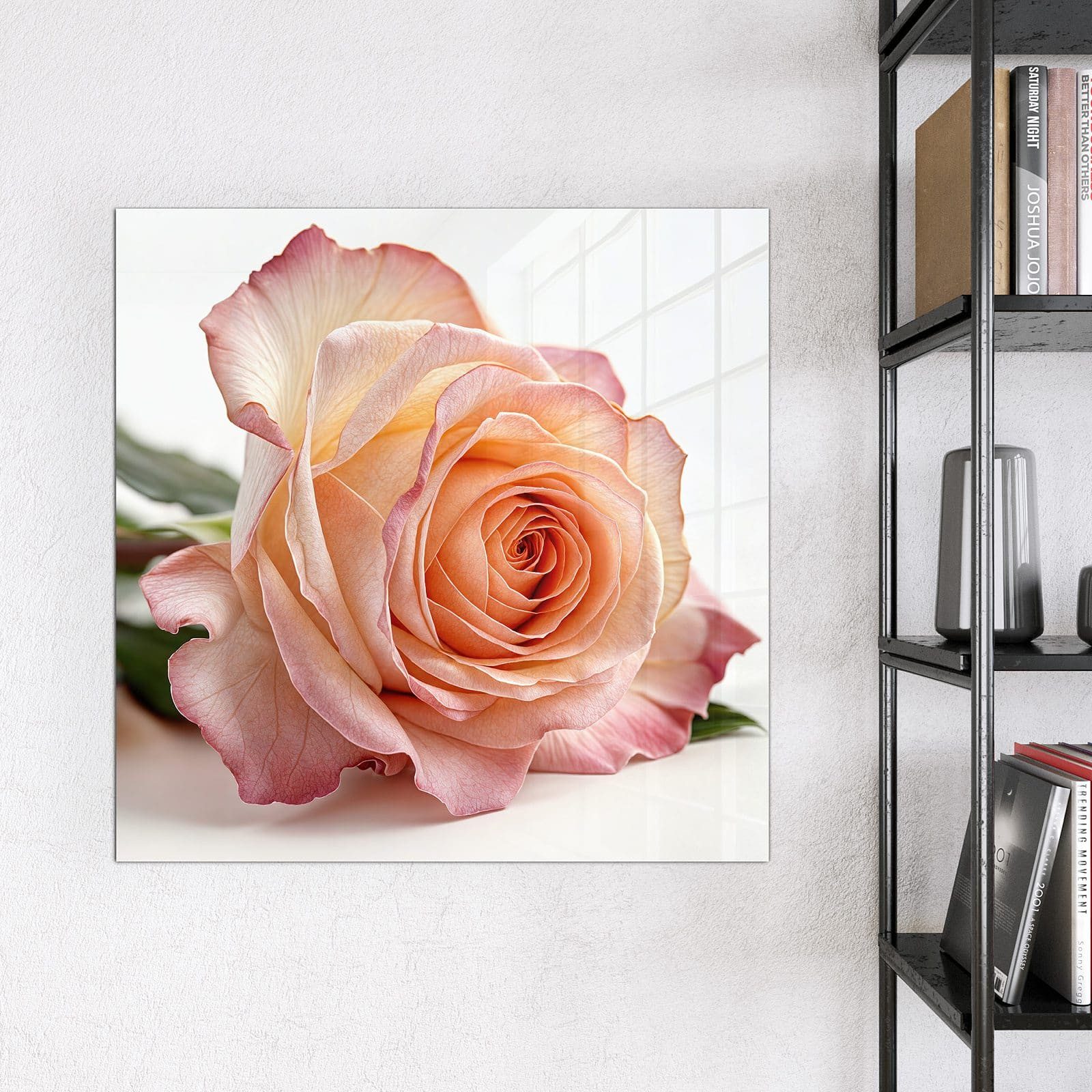 Primedeco Magnettafel Glas Elegante Rose Blüte Pinnwand Whiteboard beschreibbar, (Inklusive Stift, Magnete und Montagematerial, 1-tlg., 9 verschiedene Größen), Magnetisch und Beschreibbar