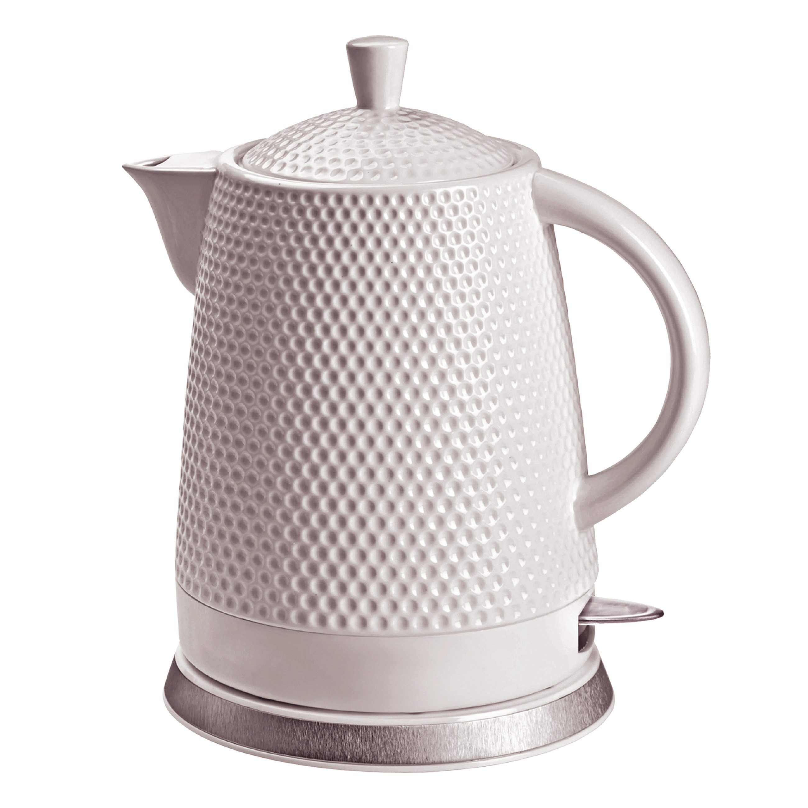 KVOTA Wasserkocher elektrisch,Keramik "Weißer Schwann" Noppen-Design, 1.5 l, 1500,00 W, Smartes-Keramik-Design