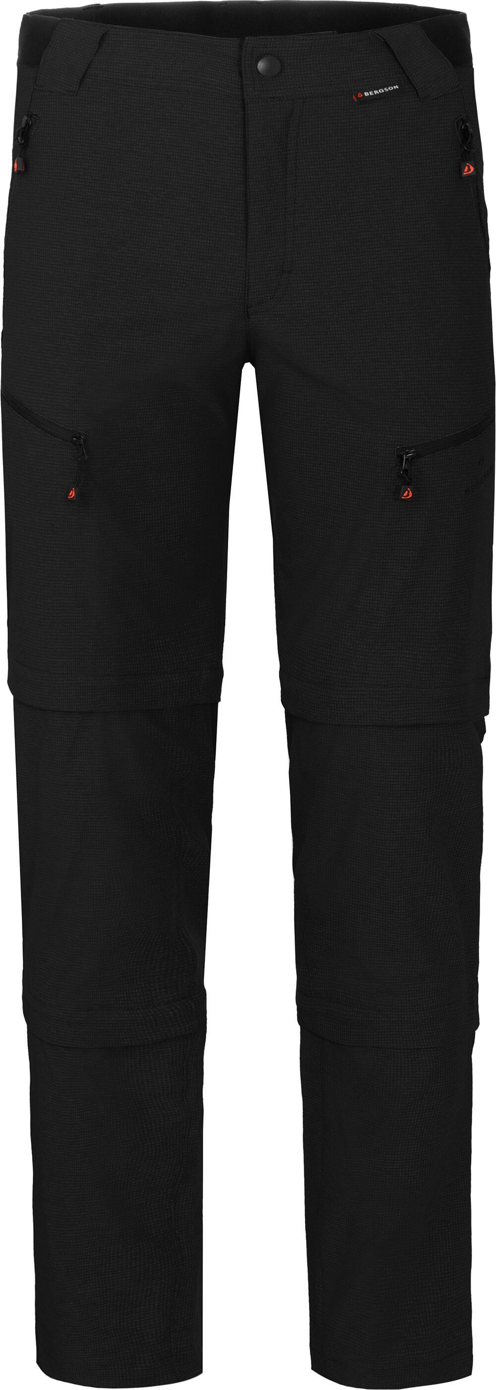 Bergson Zip-off-Hose LEBIKO Doppel Zipp-Off mit T-ZIPP Herren Wanderhose, robust elastisch, Стандартные размеры, schwarz