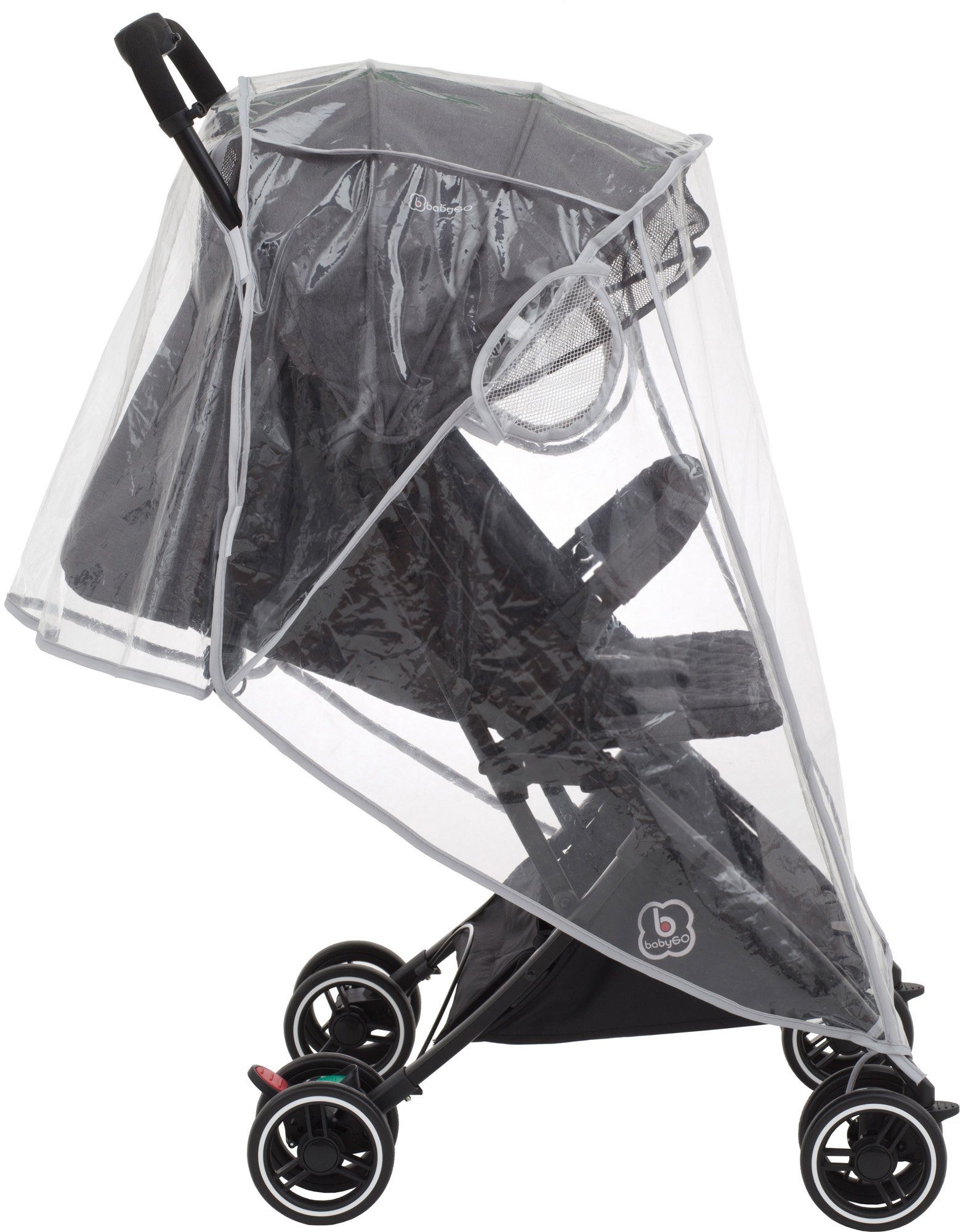 BabyGo Kinderwagen-Regenschutzhülle Regenschutz, für Kinderwagen, durchsichtig mit seitlichen Belüftungsöffnungen