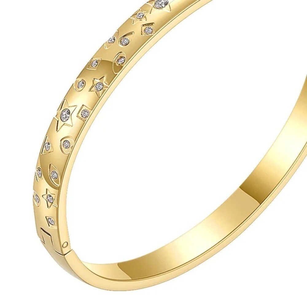 ROUGEMONT Armreif Massiver Edelstahl Armreif 18-19cm Gold Hypoallergen Wass günstig online kaufen