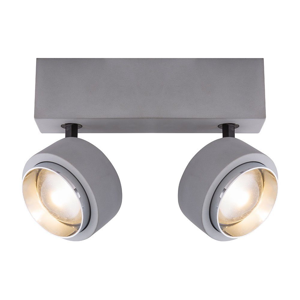 GLOBO LIGHTING LED Deckenspot, LED-Leuchtmittel fest verbaut, Warmweiß, Deckenleuchte Deckenstrahler 2 flammig Esszimmer Deckenlampe Beton