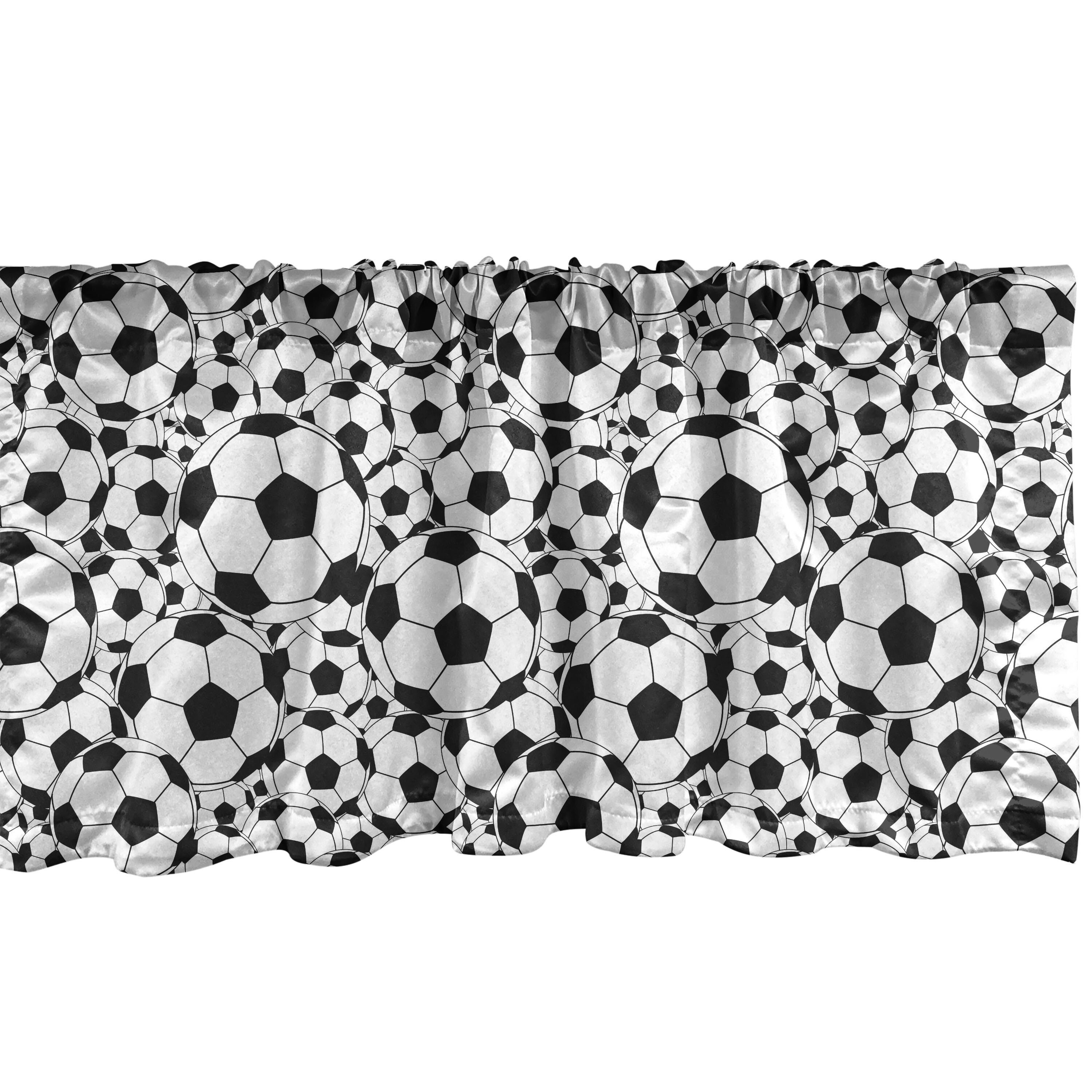 Abakuhaus Scheibengardine Vorhang Volant für Küche Schlafzimmer Dekor mit Stangentasche, Microfaser, Fußball Monochrome Balls Jungen