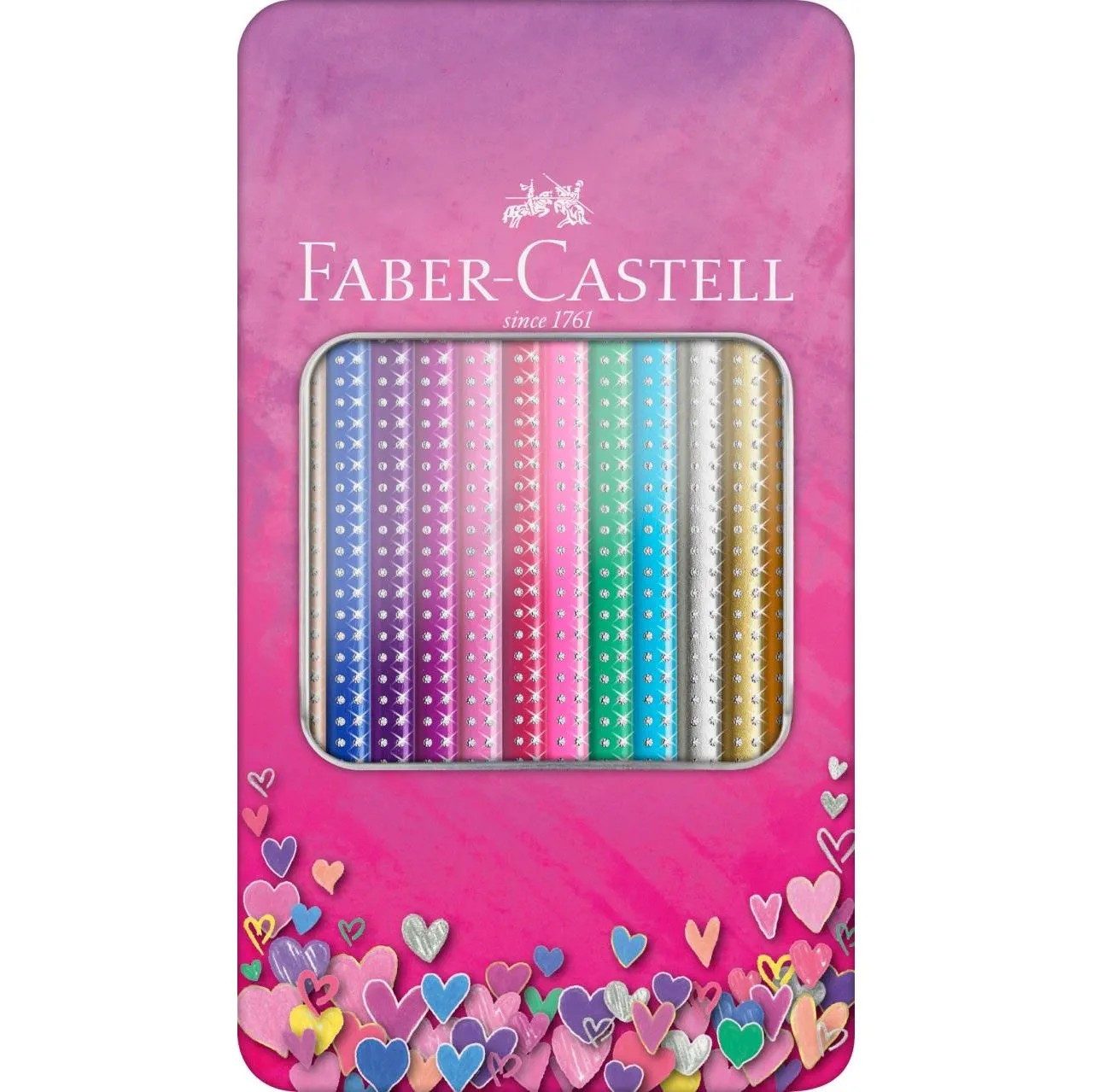 Faber-Castell Buntstift Sparkle Buntstifte 12er Set im Metalletui, Sparkle Effekt und Wasserlack